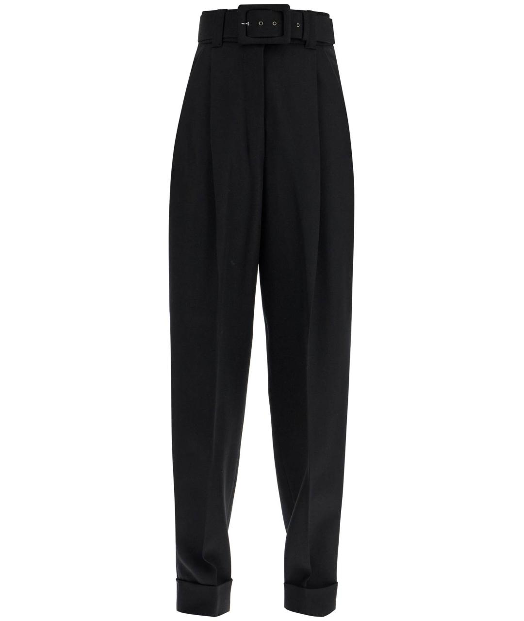 MAX MARA Черные шерстяные прямые брюки, фото 1