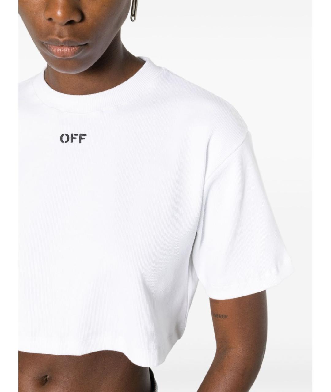 OFF-WHITE Белая хлопковая футболка, фото 5