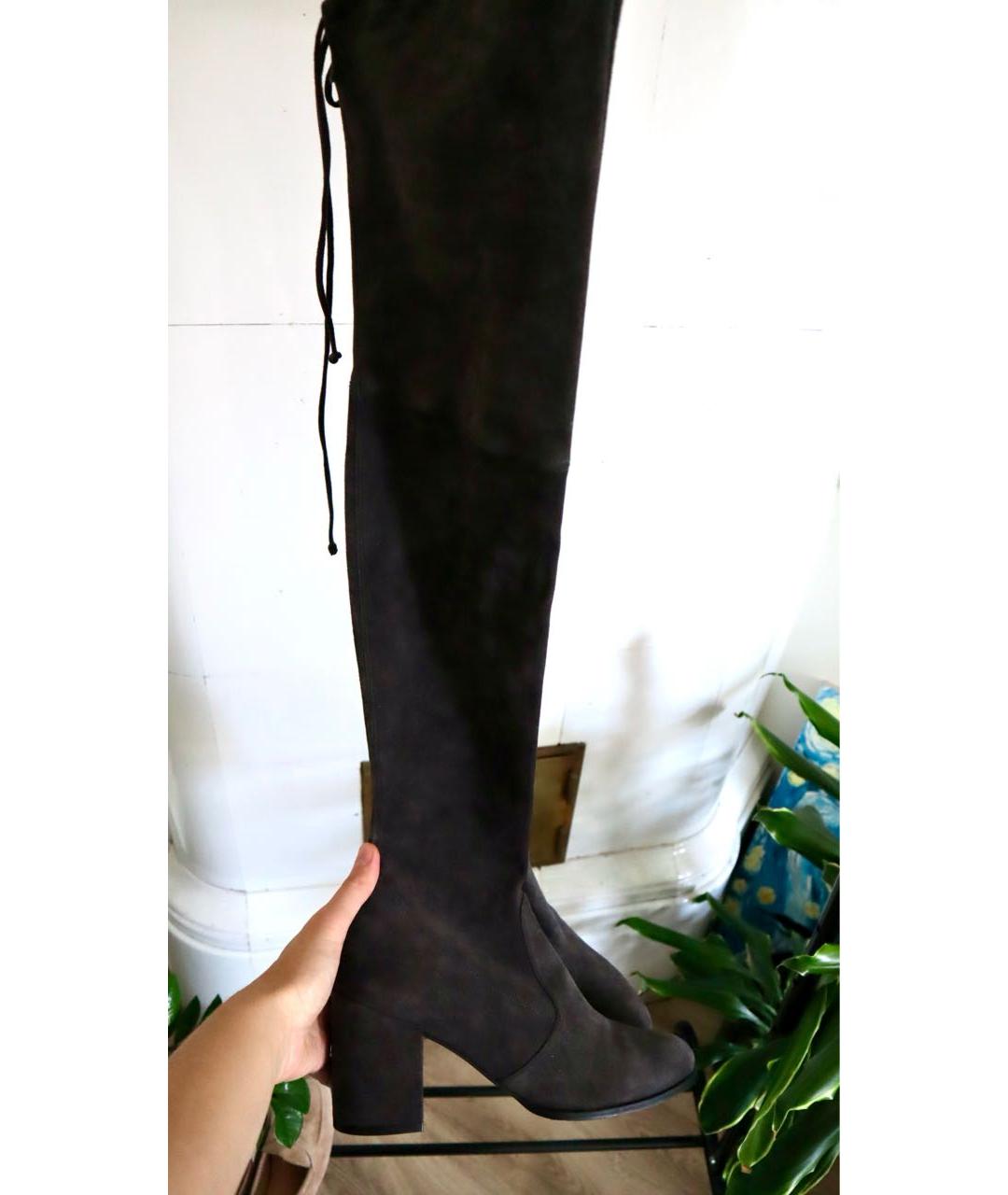 STUART WEITZMAN Серые замшевые ботфорты, фото 4