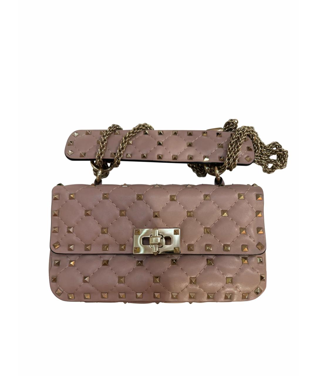 VALENTINO Розовая кожаная сумка через плечо, фото 1