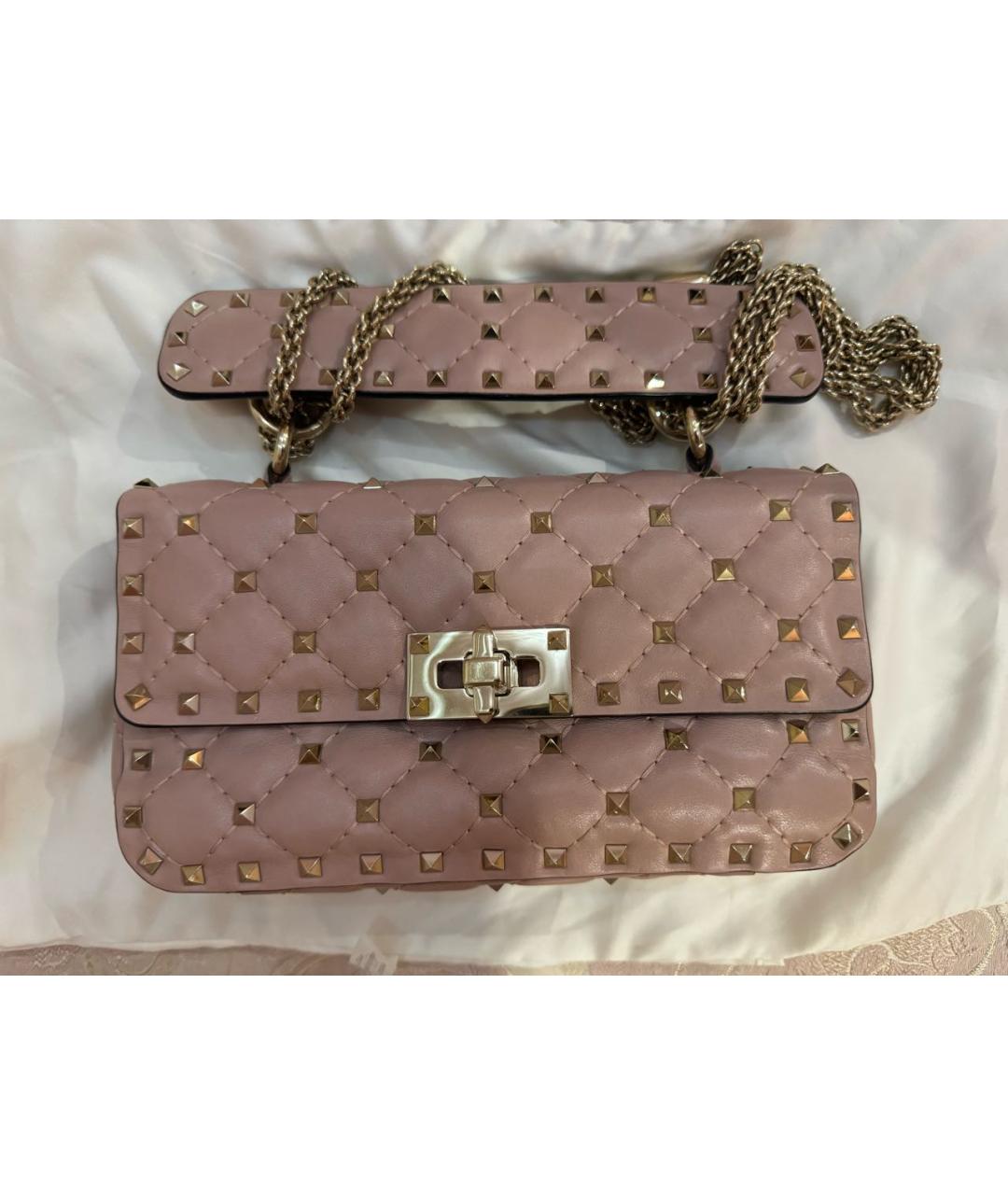 VALENTINO Розовая кожаная сумка через плечо, фото 5