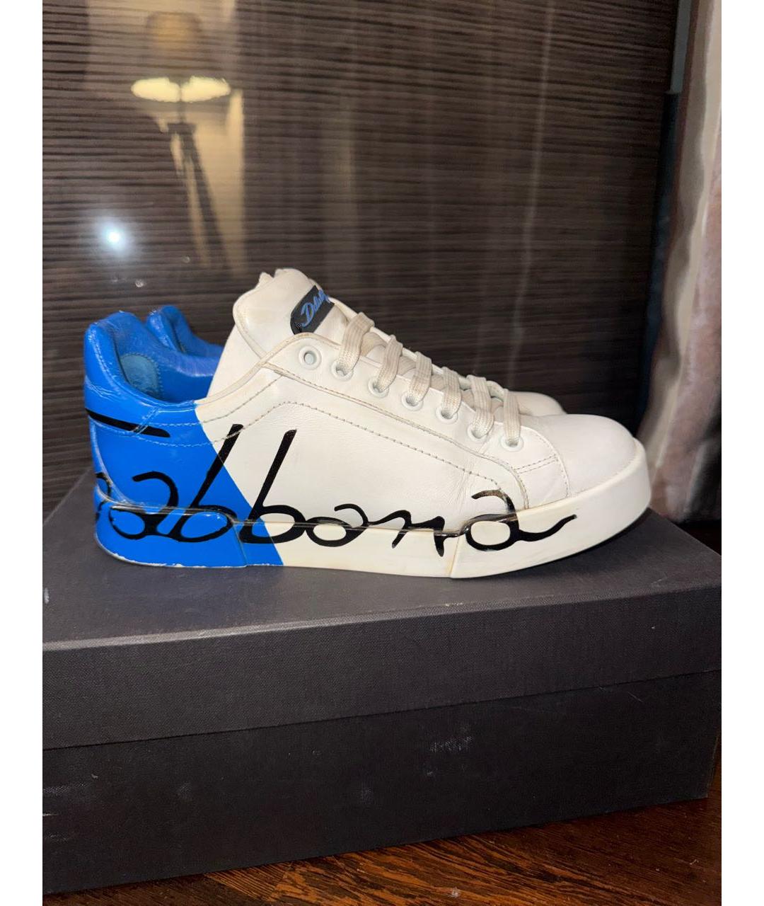 DOLCE&GABBANA Белые кожаные кроссовки, фото 5