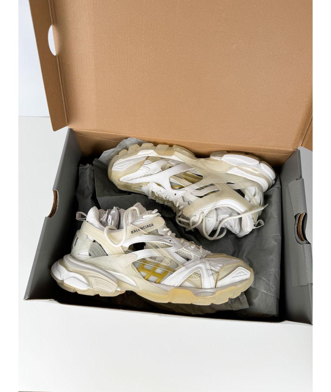 BALENCIAGA Белые кожаные низкие кроссовки / кеды, фото 8