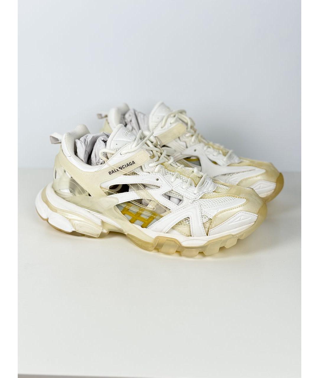 BALENCIAGA Белые кожаные низкие кроссовки / кеды, фото 3
