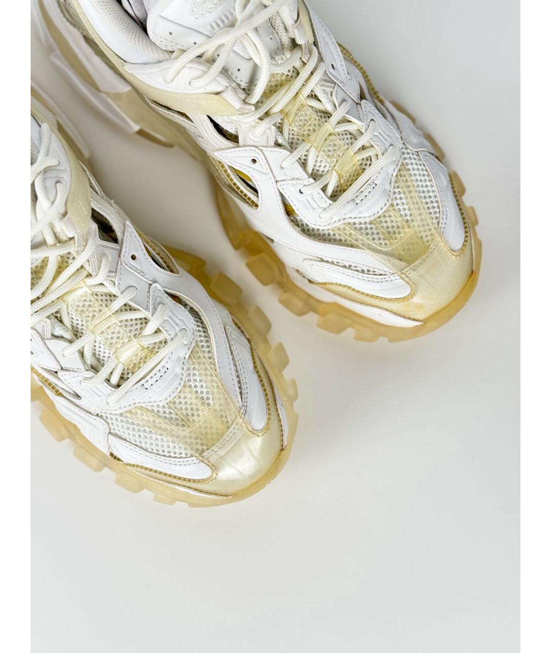 BALENCIAGA Белые кожаные низкие кроссовки / кеды, фото 4
