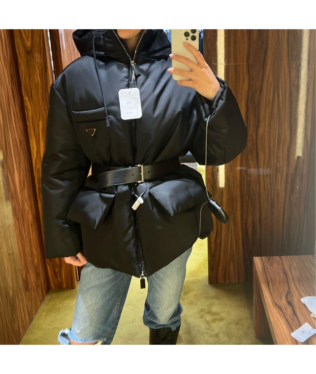 PRADA Черный полиамидовый пуховик, фото 5