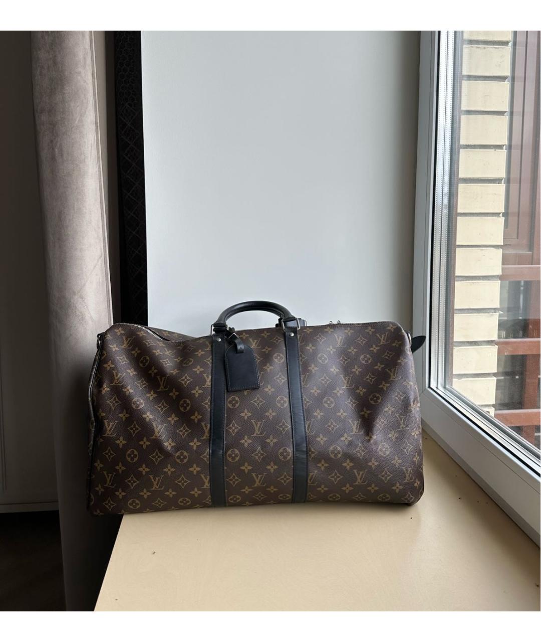 LOUIS VUITTON Коричневая кожаная дорожная/спортивная сумка, фото 8