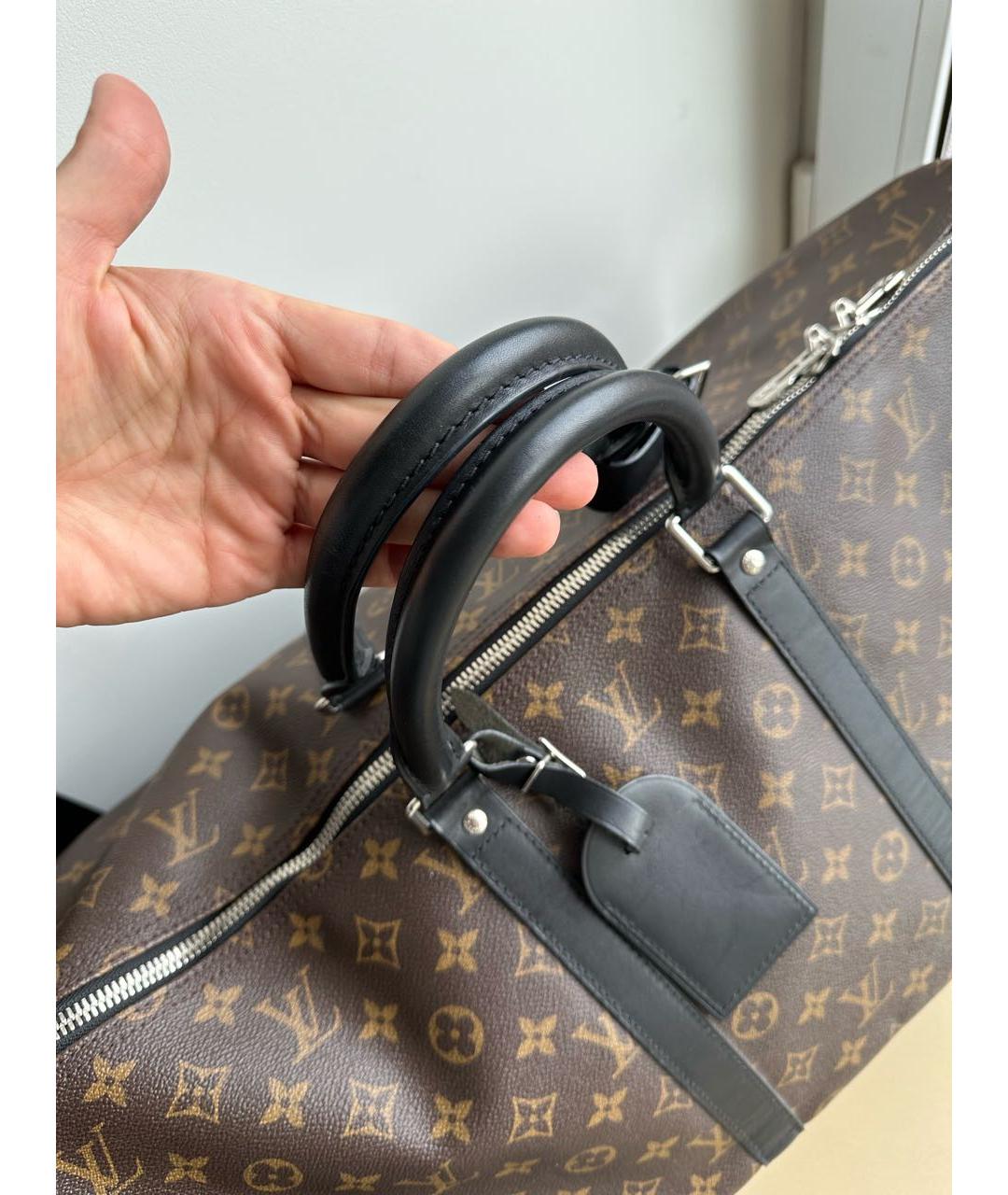 LOUIS VUITTON Коричневая кожаная дорожная/спортивная сумка, фото 3