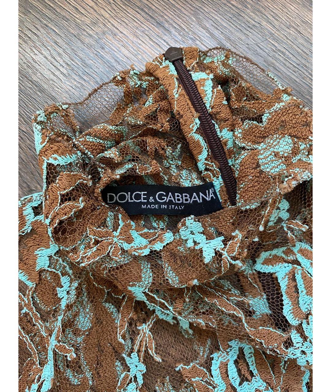 DOLCE&GABBANA Коричневое кружевное платье, фото 3