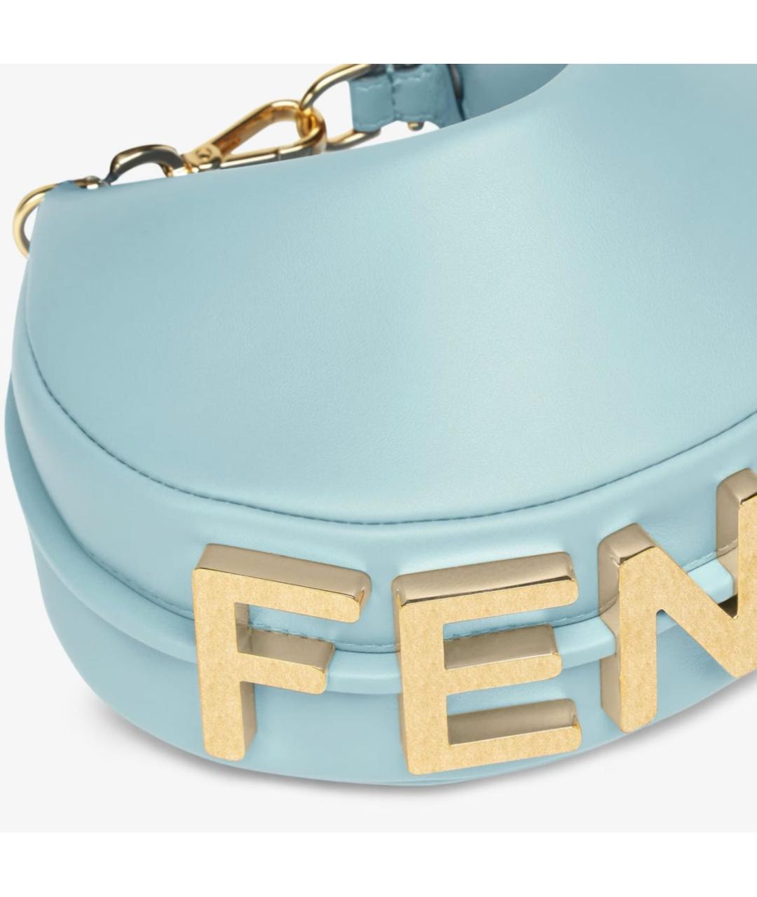 FENDI Голубая кожаная сумка через плечо, фото 4