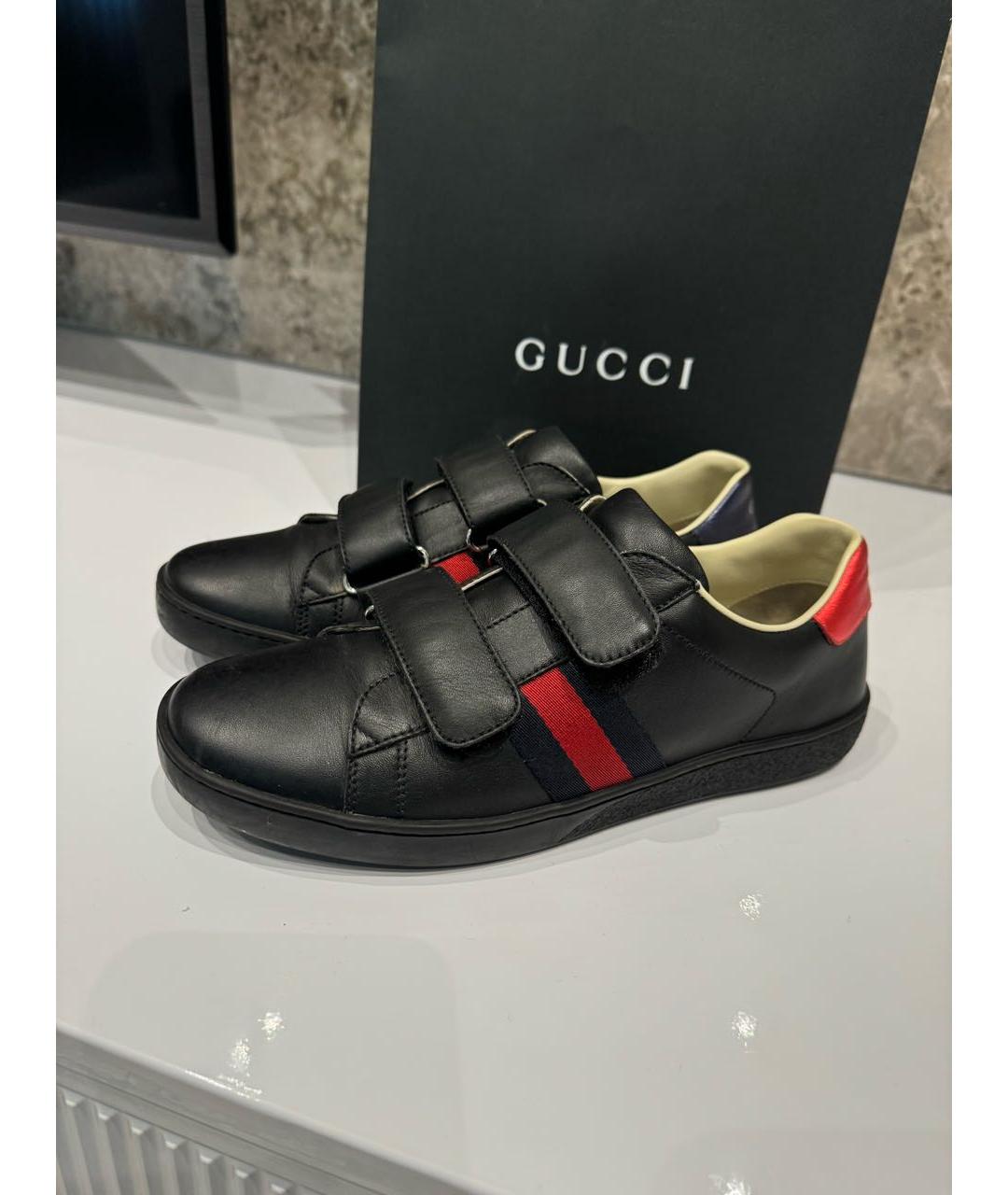 GUCCI Темно-синие кожаные кеды, фото 9