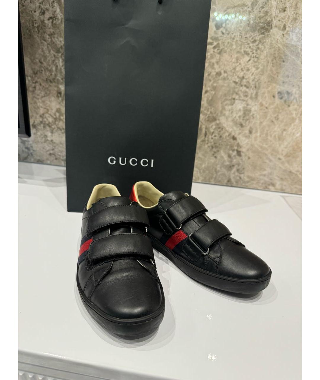 GUCCI Темно-синие кожаные кеды, фото 8