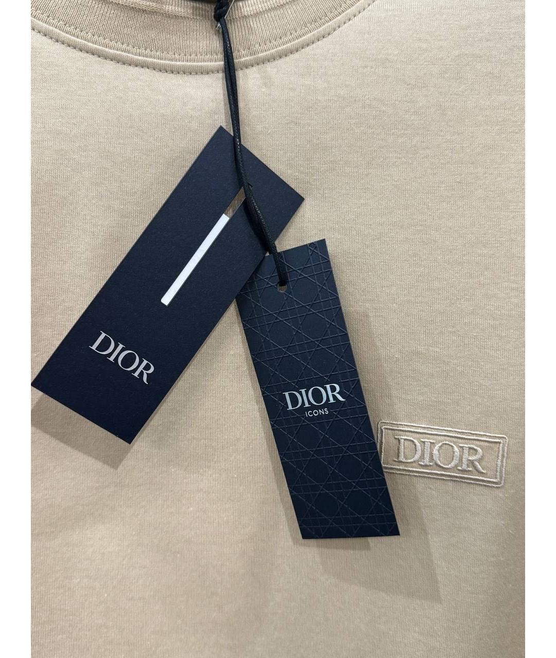 CHRISTIAN DIOR Бежевая хлопковая футболка, фото 5