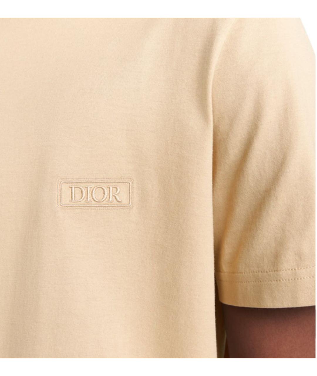 CHRISTIAN DIOR Бежевая хлопковая футболка, фото 7