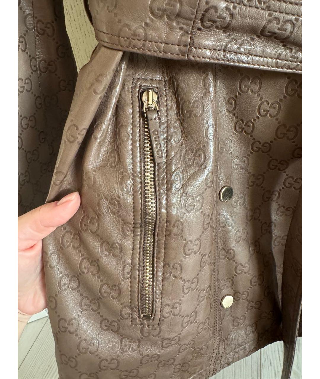GUCCI Коричневая кожаная куртка, фото 4