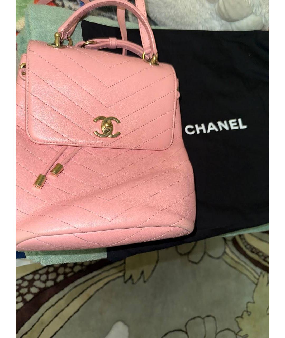 CHANEL Розовый кожаный рюкзак, фото 2