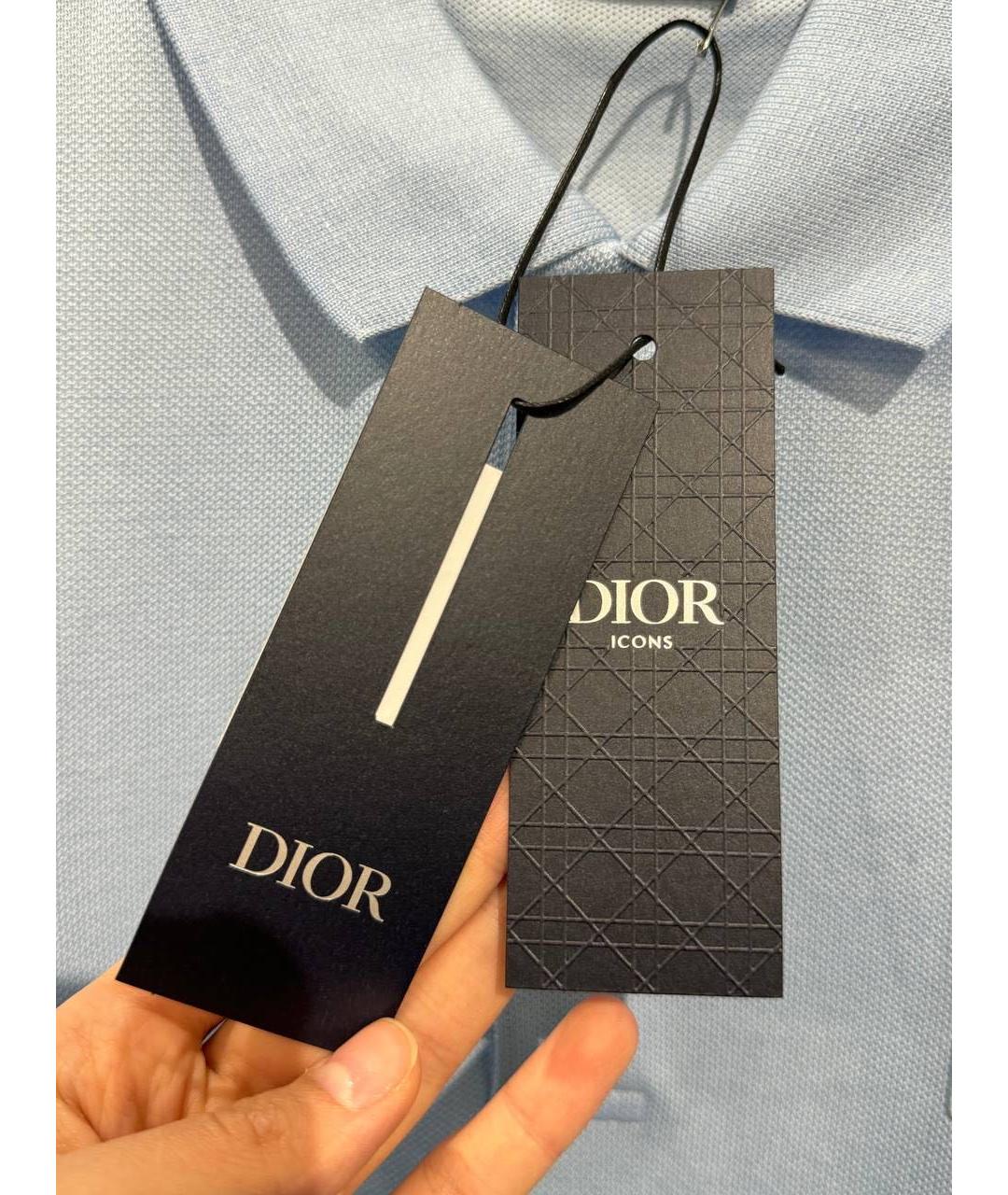 CHRISTIAN DIOR Голубое хлопковое поло с коротким рукавом, фото 7