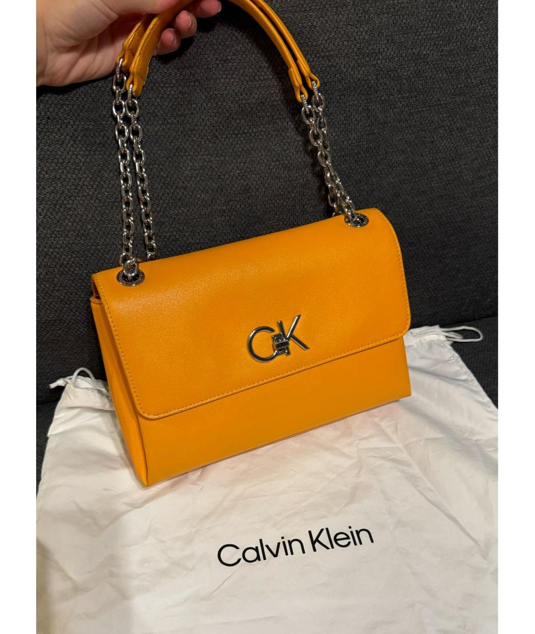 CALVIN KLEIN Оранжевая сумка через плечо из искусственной кожи, фото 5