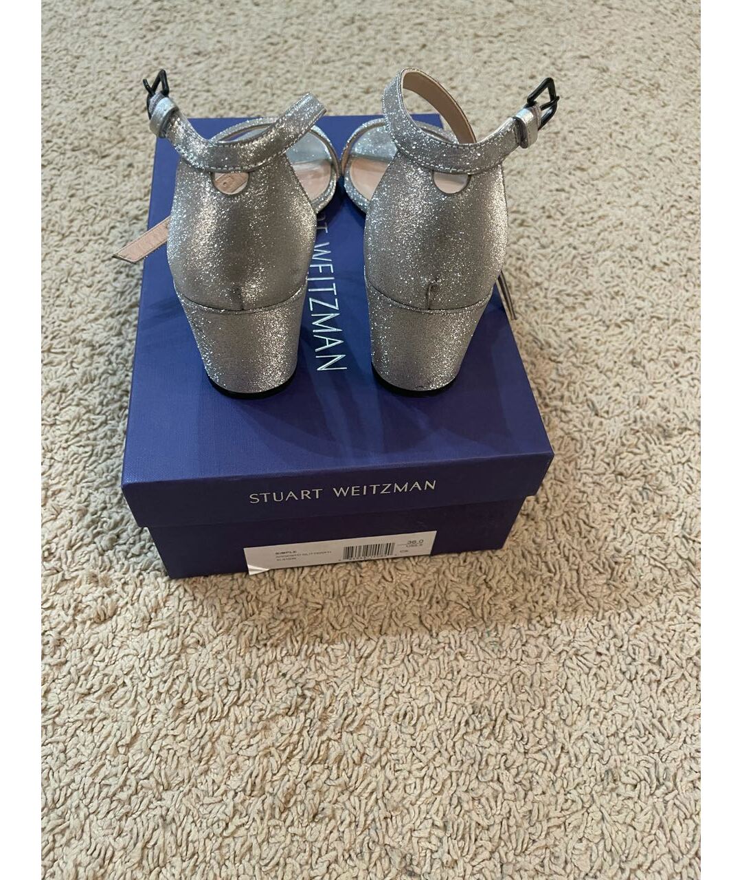 STUART WEITZMAN Серебряные кожаные босоножки, фото 2