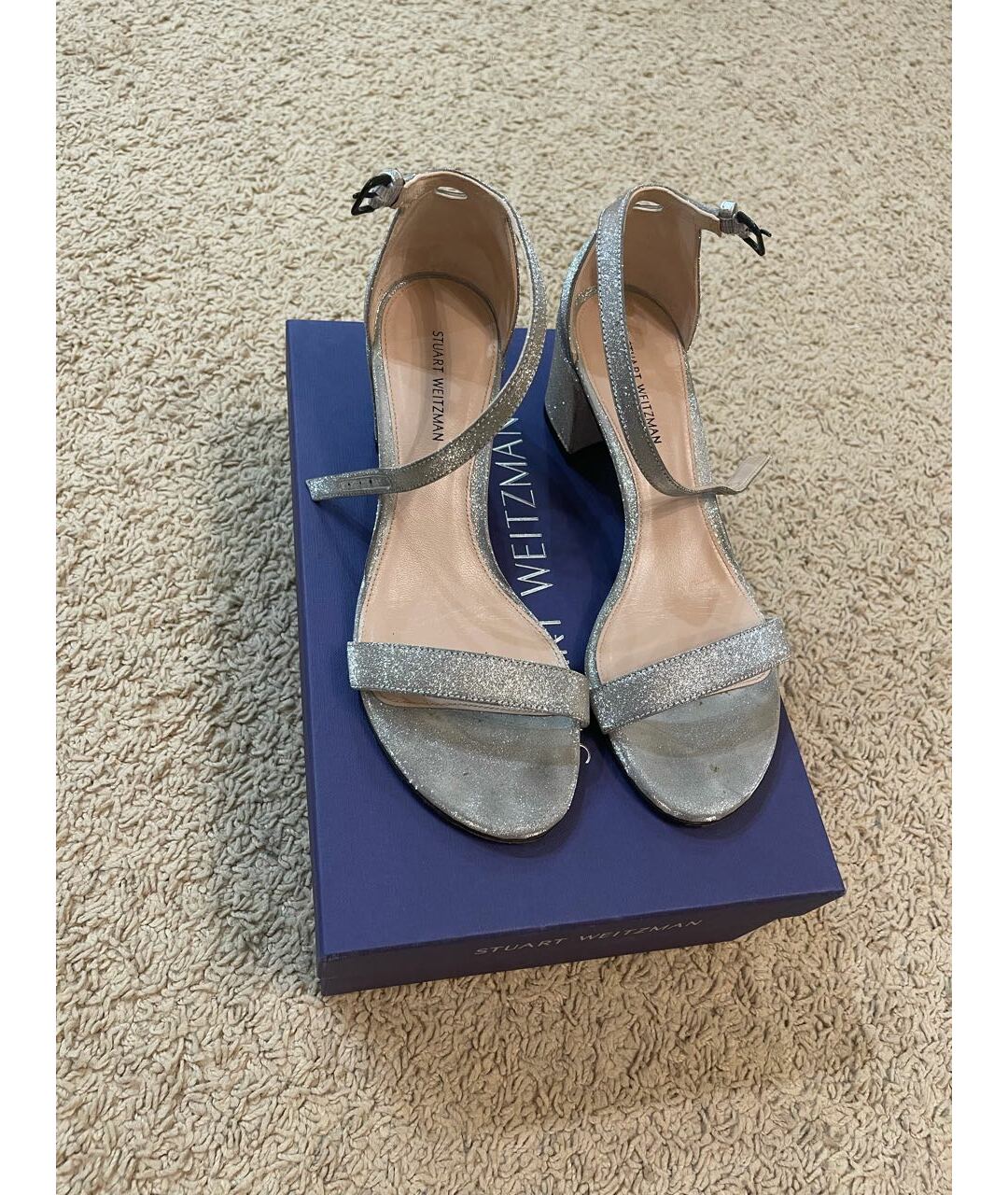 STUART WEITZMAN Серебряные кожаные босоножки, фото 3