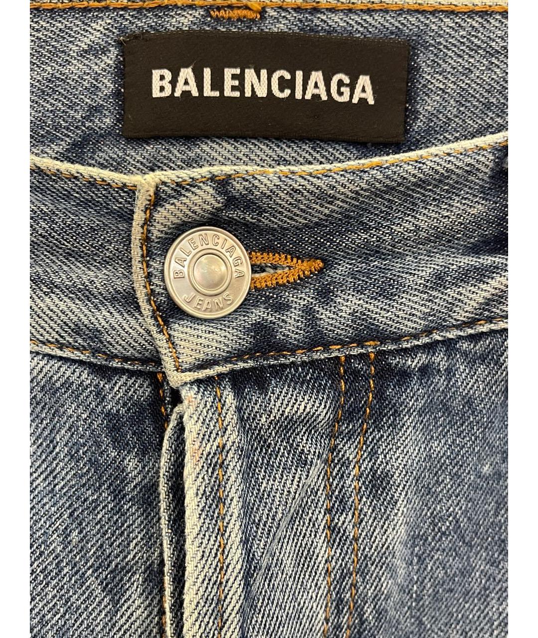 BALENCIAGA Синие хлопковые прямые джинсы, фото 3