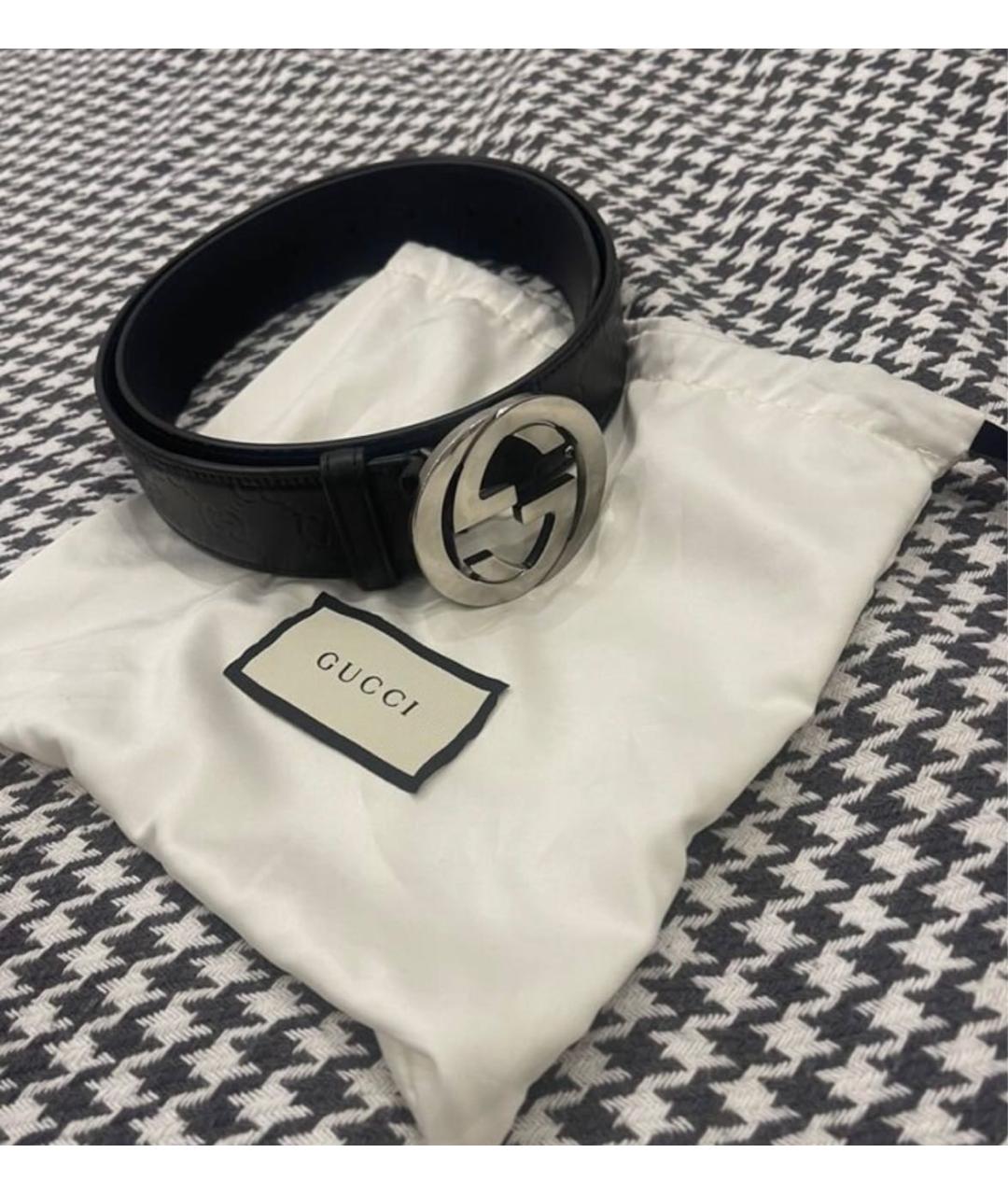 GUCCI Черный кожаный ремень, фото 4