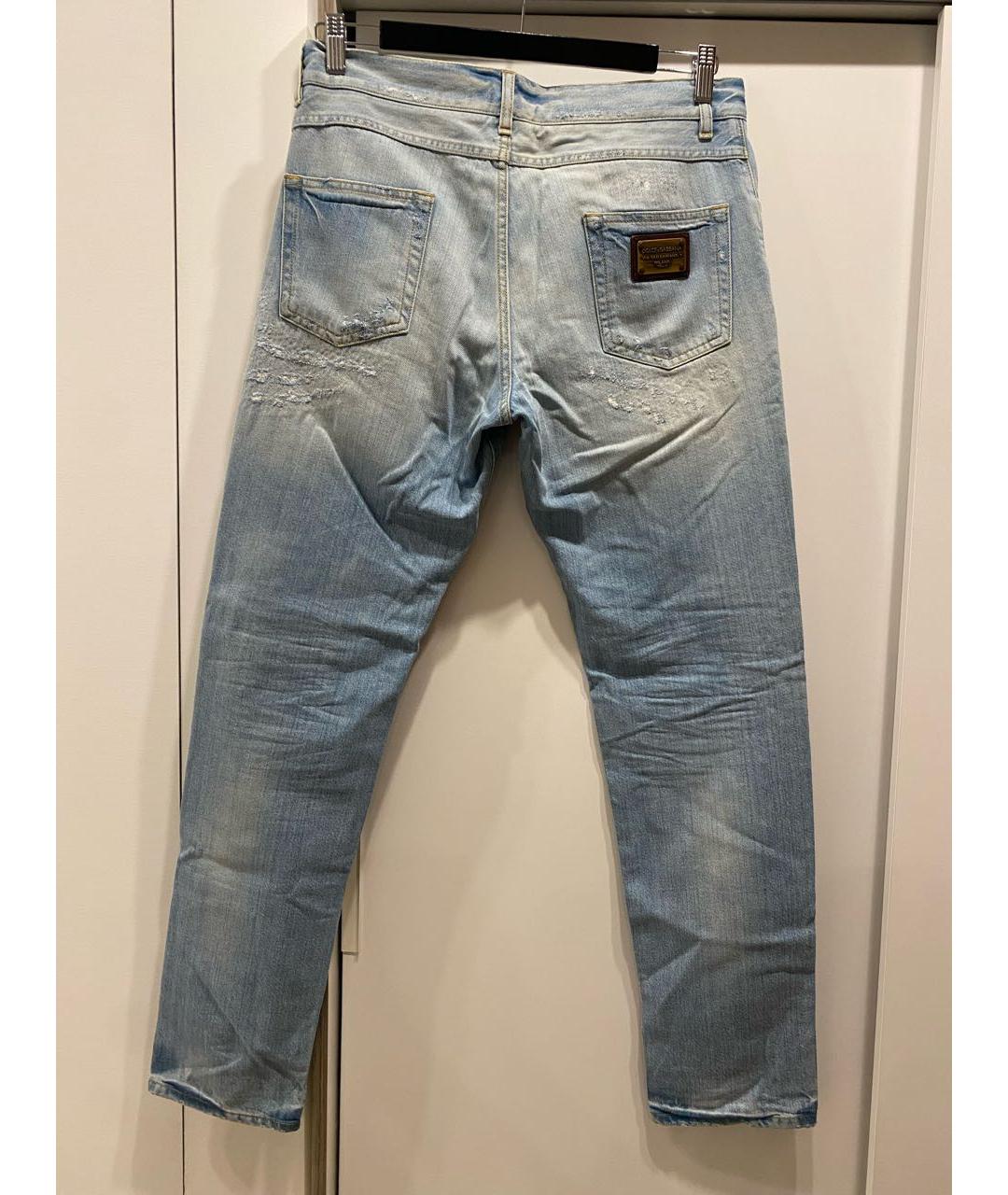 DOLCE&GABBANA Голубые хлопковые прямые джинсы, фото 4