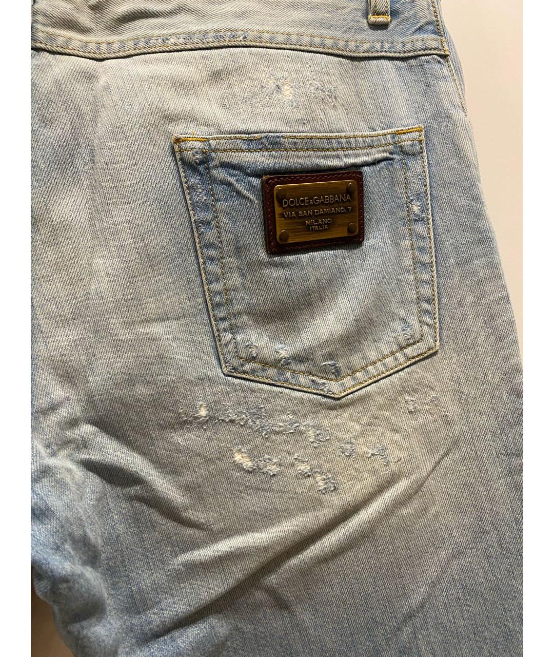 DOLCE&GABBANA Голубые хлопковые прямые джинсы, фото 5