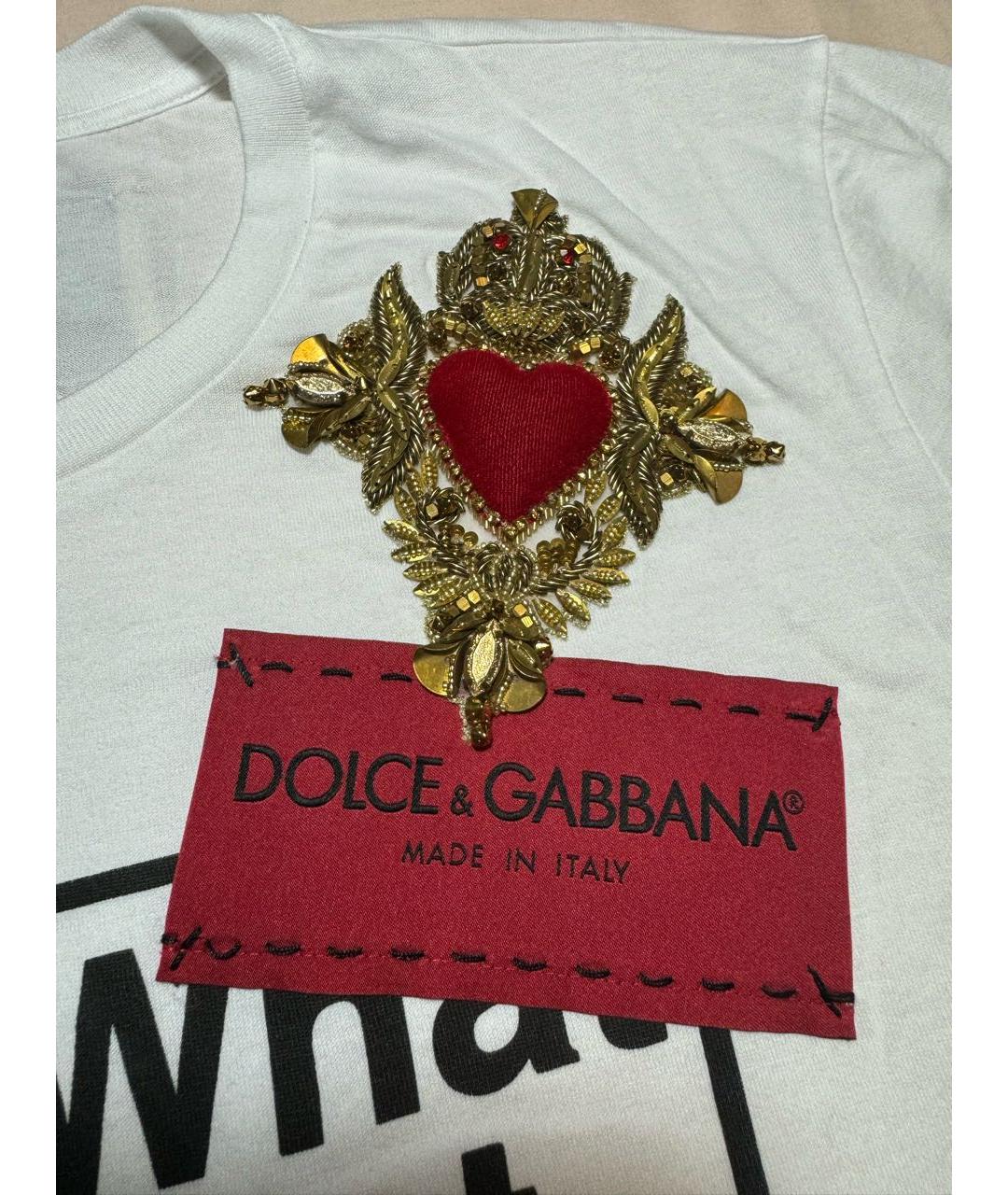 DOLCE&GABBANA Белая хлопковая футболка, фото 3