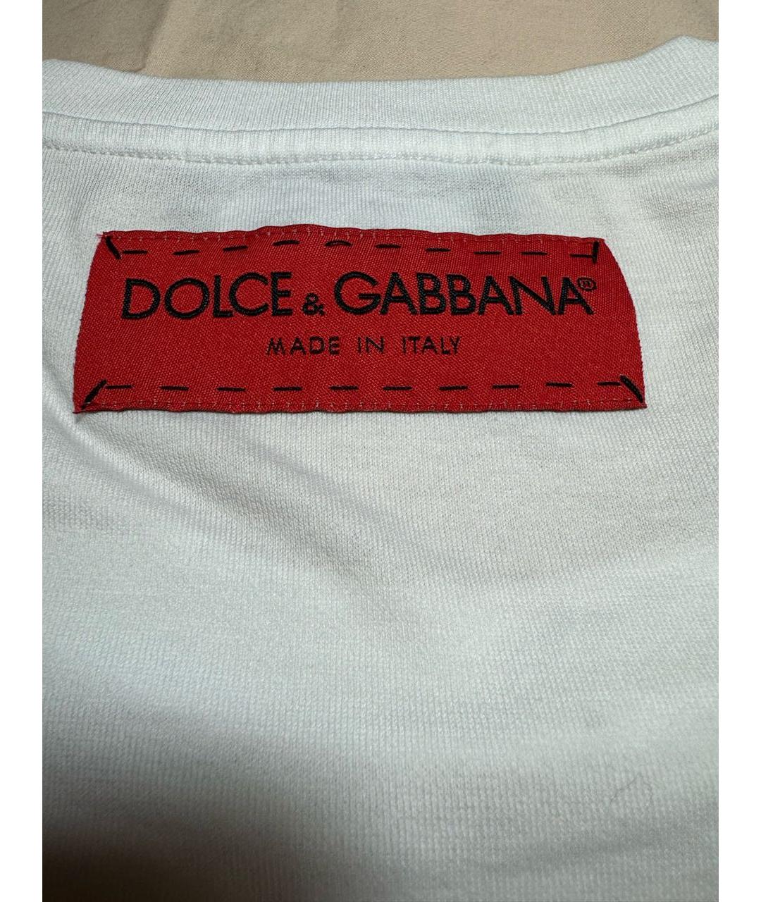 DOLCE&GABBANA Белая хлопковая футболка, фото 7