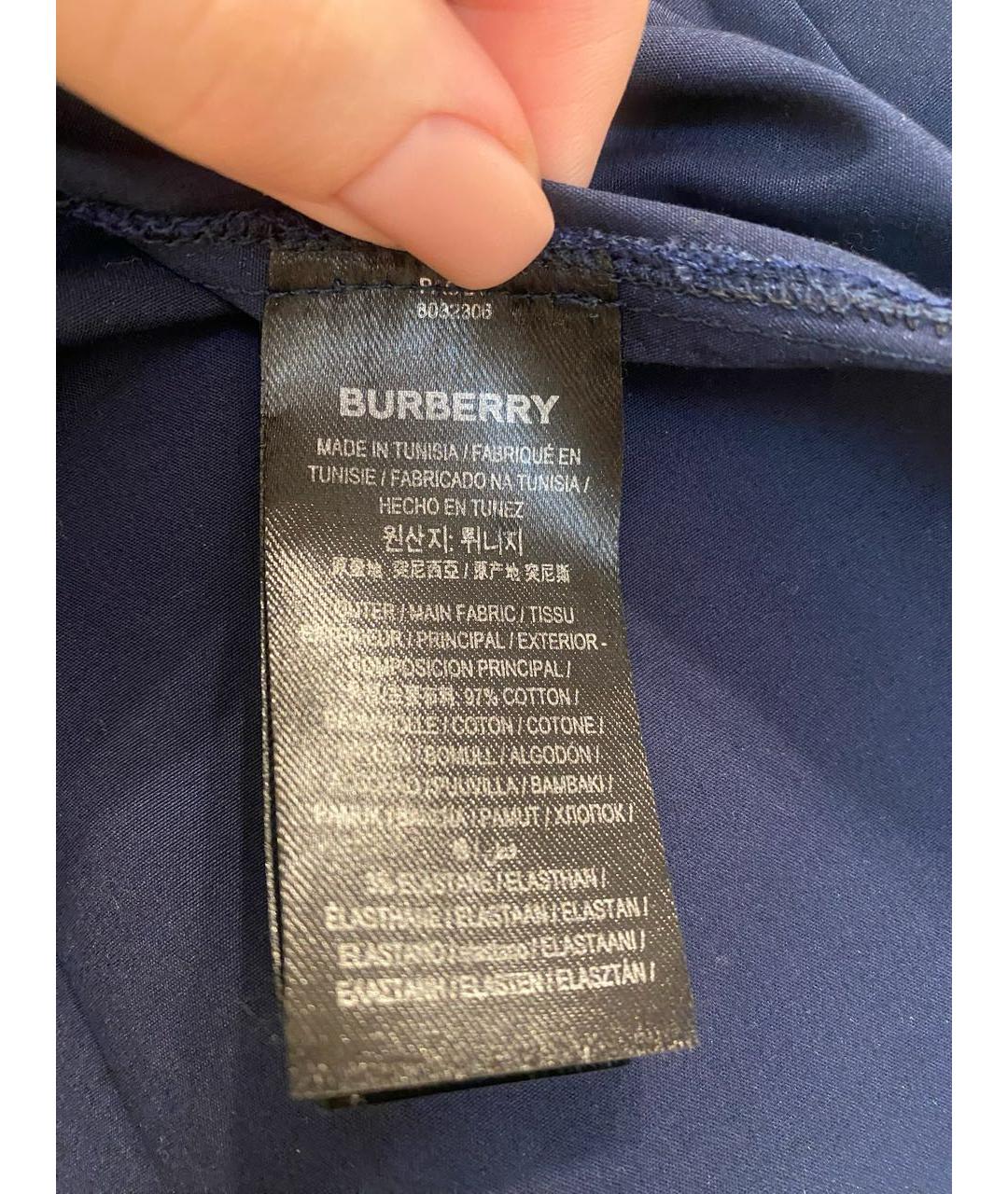 BURBERRY Темно-синяя хлопковая кэжуал рубашка, фото 5