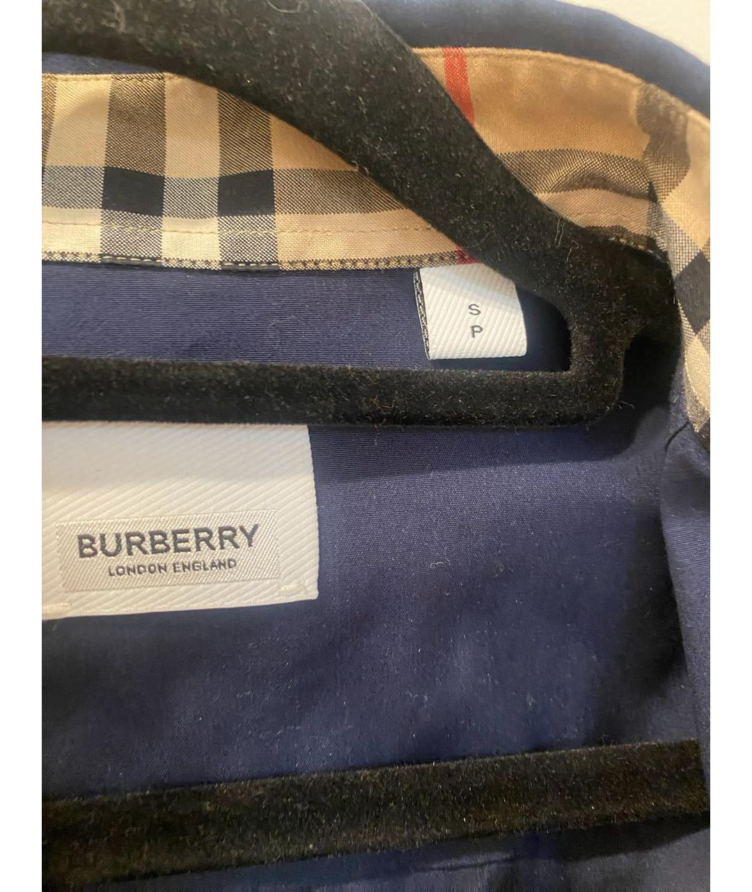 BURBERRY Темно-синяя хлопковая кэжуал рубашка, фото 3