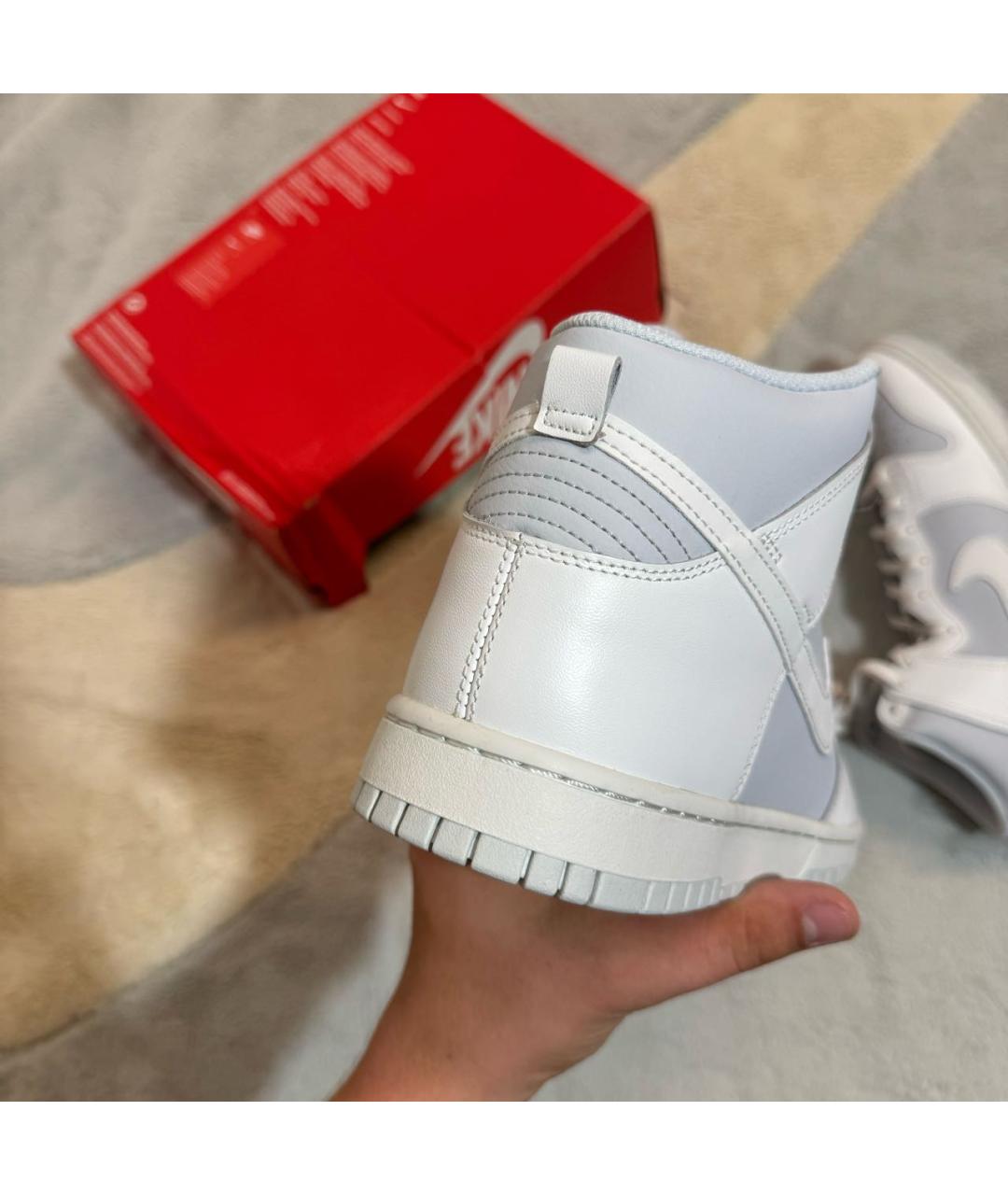 NIKE Серые кожаные высокие кроссовки / кеды, фото 3