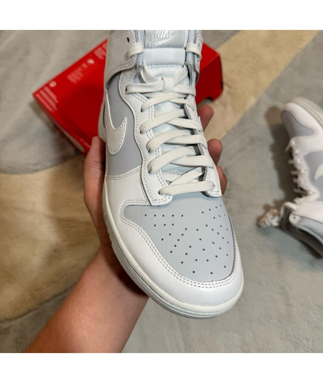NIKE Серые кожаные высокие кроссовки / кеды, фото 5