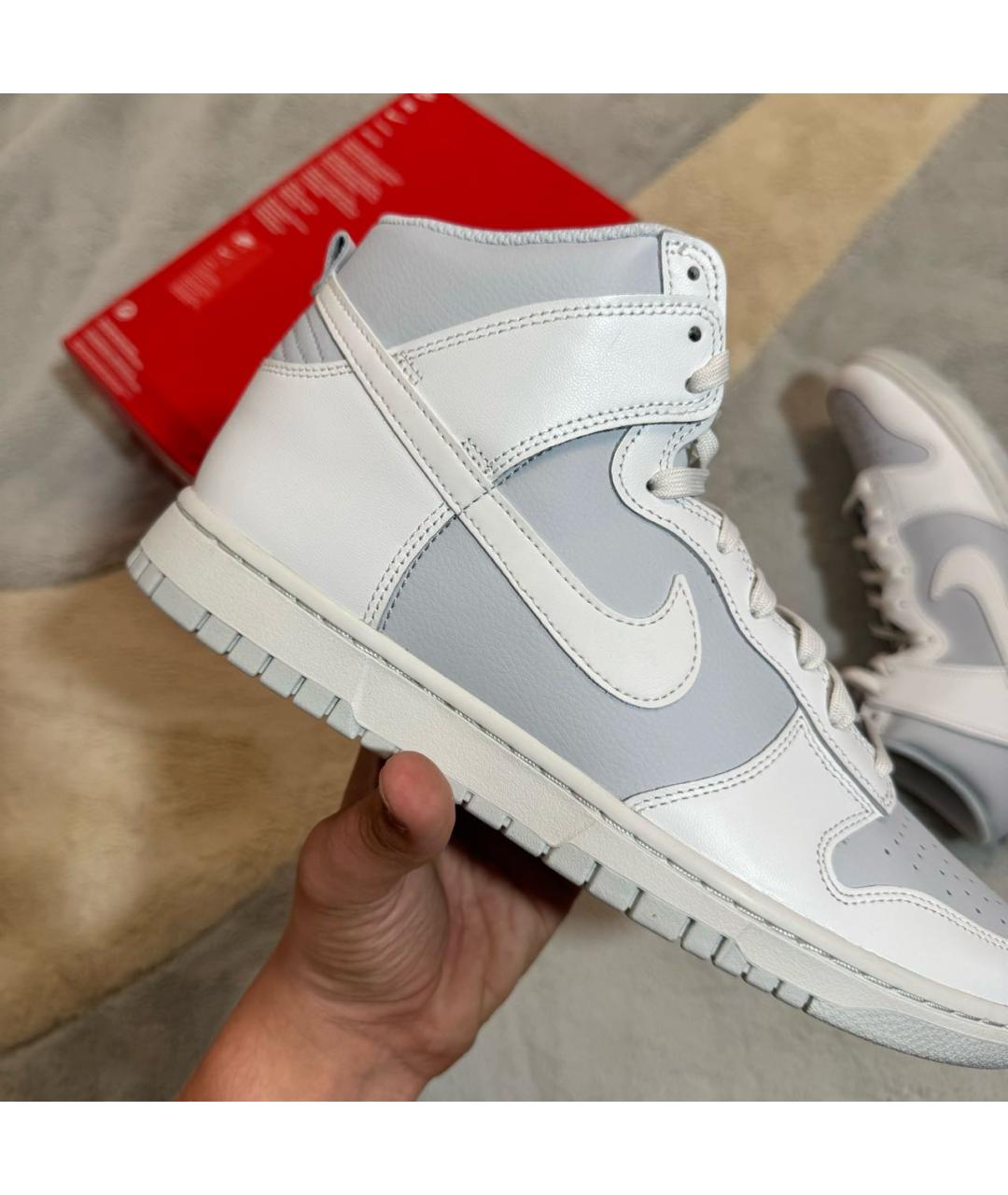 NIKE Серые кожаные высокие кроссовки / кеды, фото 4