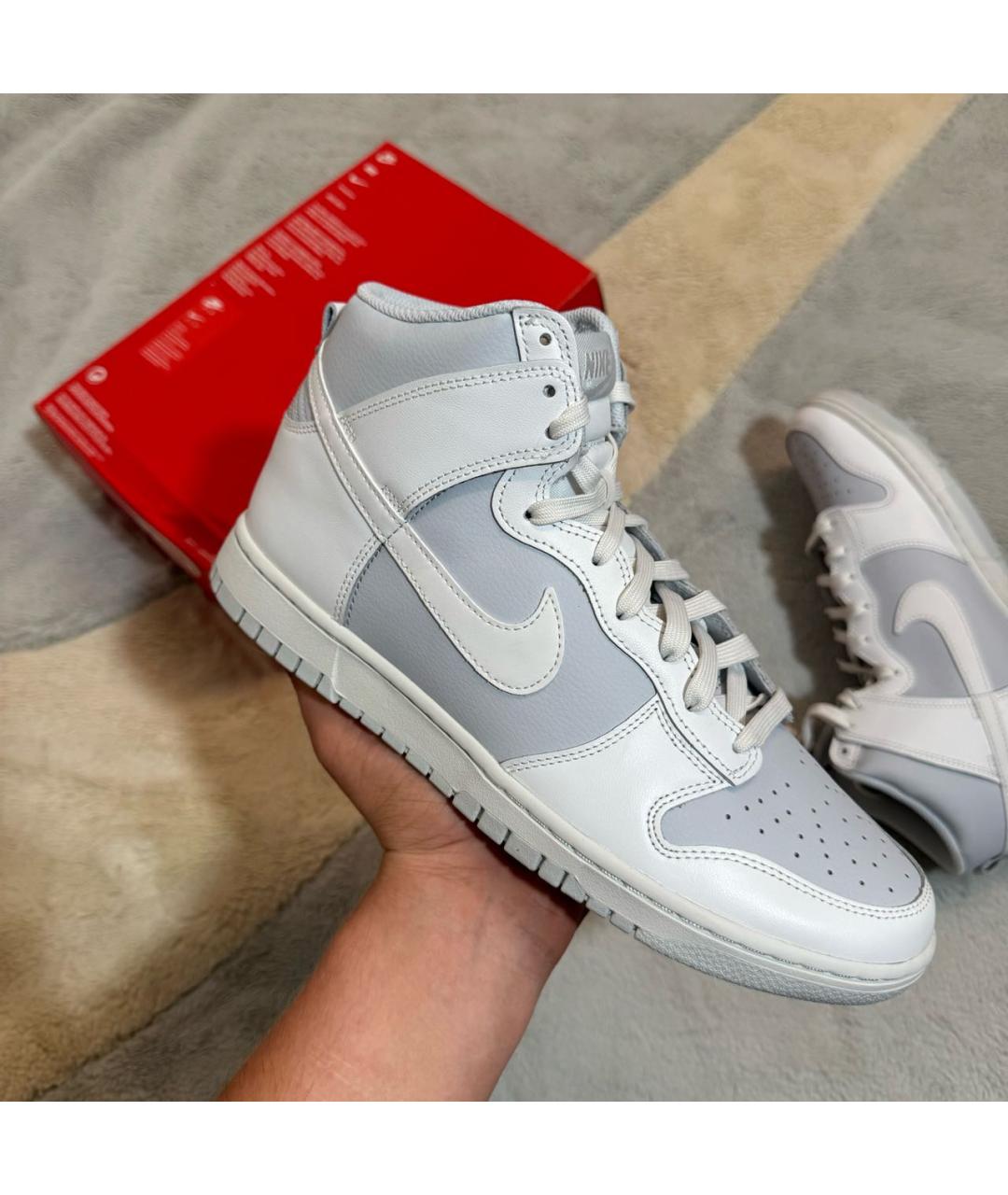 NIKE Серые кожаные высокие кроссовки / кеды, фото 2