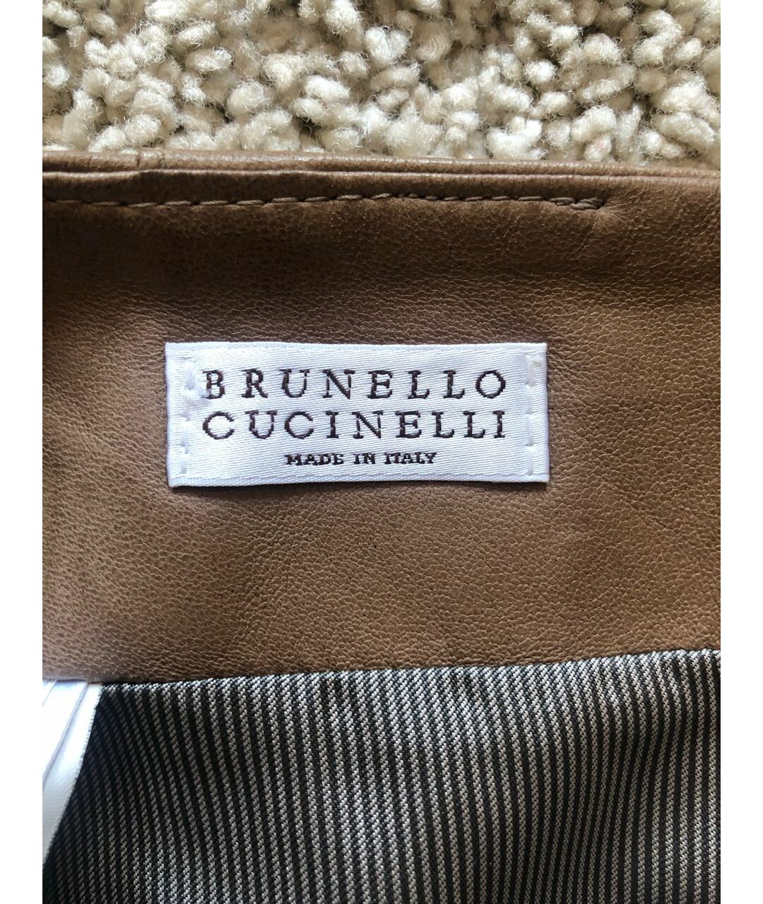 BRUNELLO CUCINELLI Коричневая кожаная юбка мини, фото 5