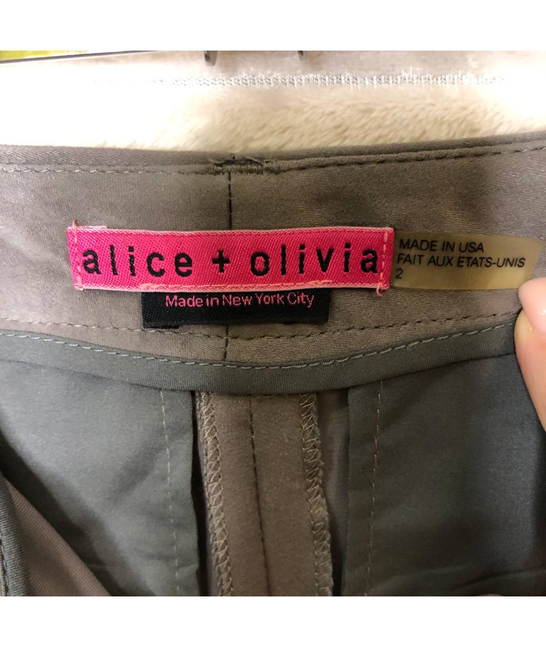 ALICE+OLIVIA Антрацитовые полиэстеровые брюки широкие, фото 6