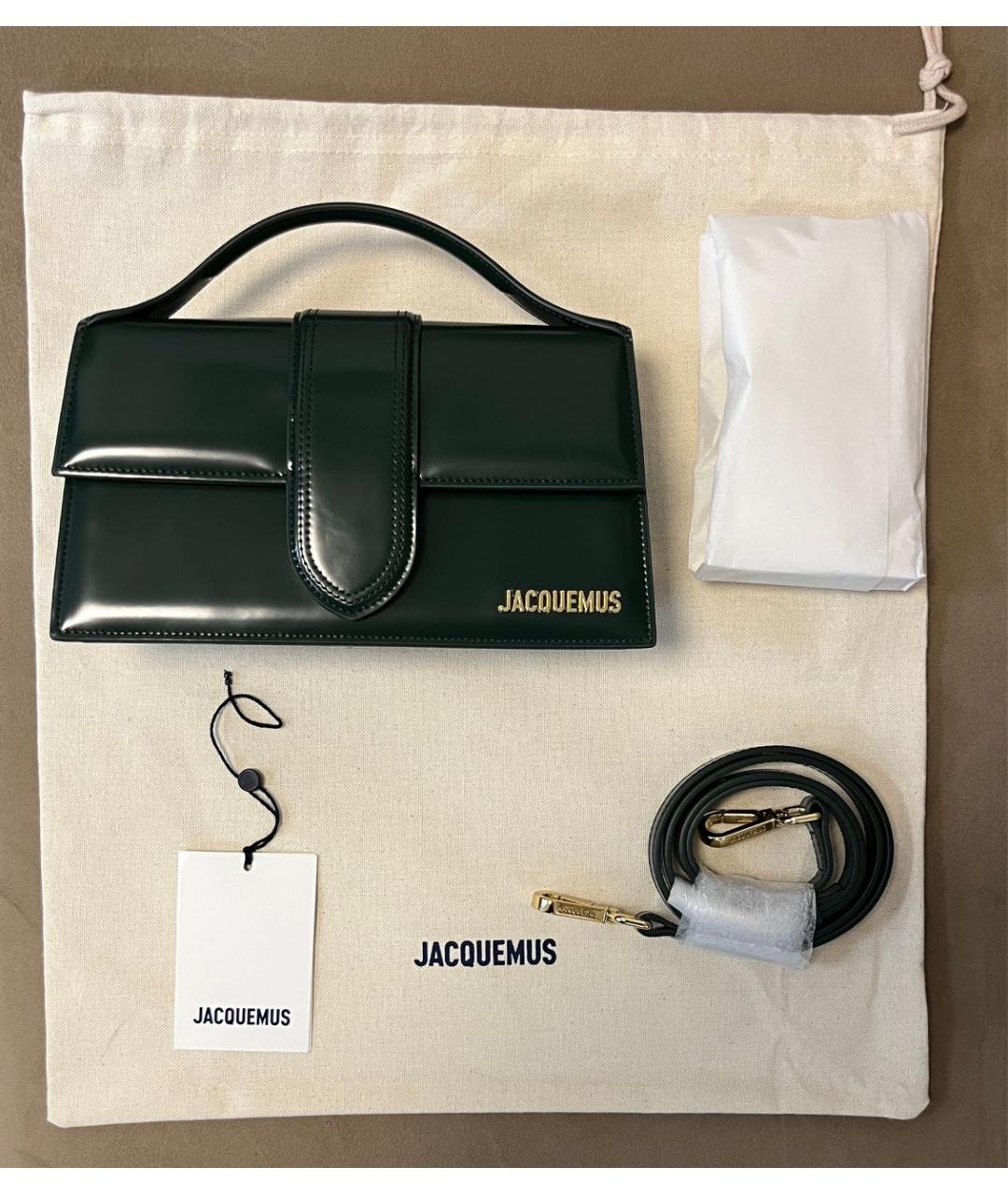 JACQUEMUS Зеленая сумка с короткими ручками из лакированной кожи, фото 6