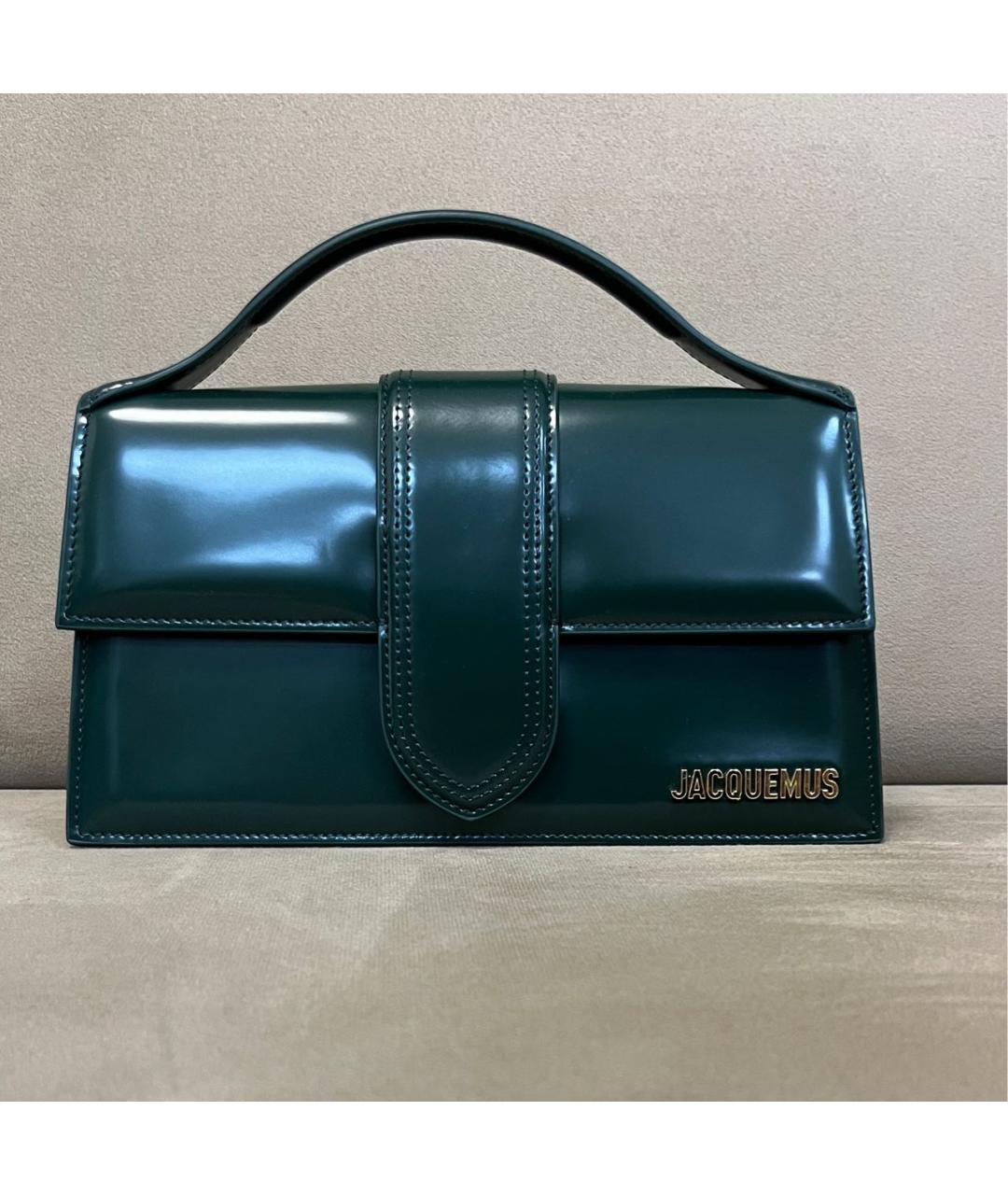 JACQUEMUS Зеленая сумка с короткими ручками из лакированной кожи, фото 7