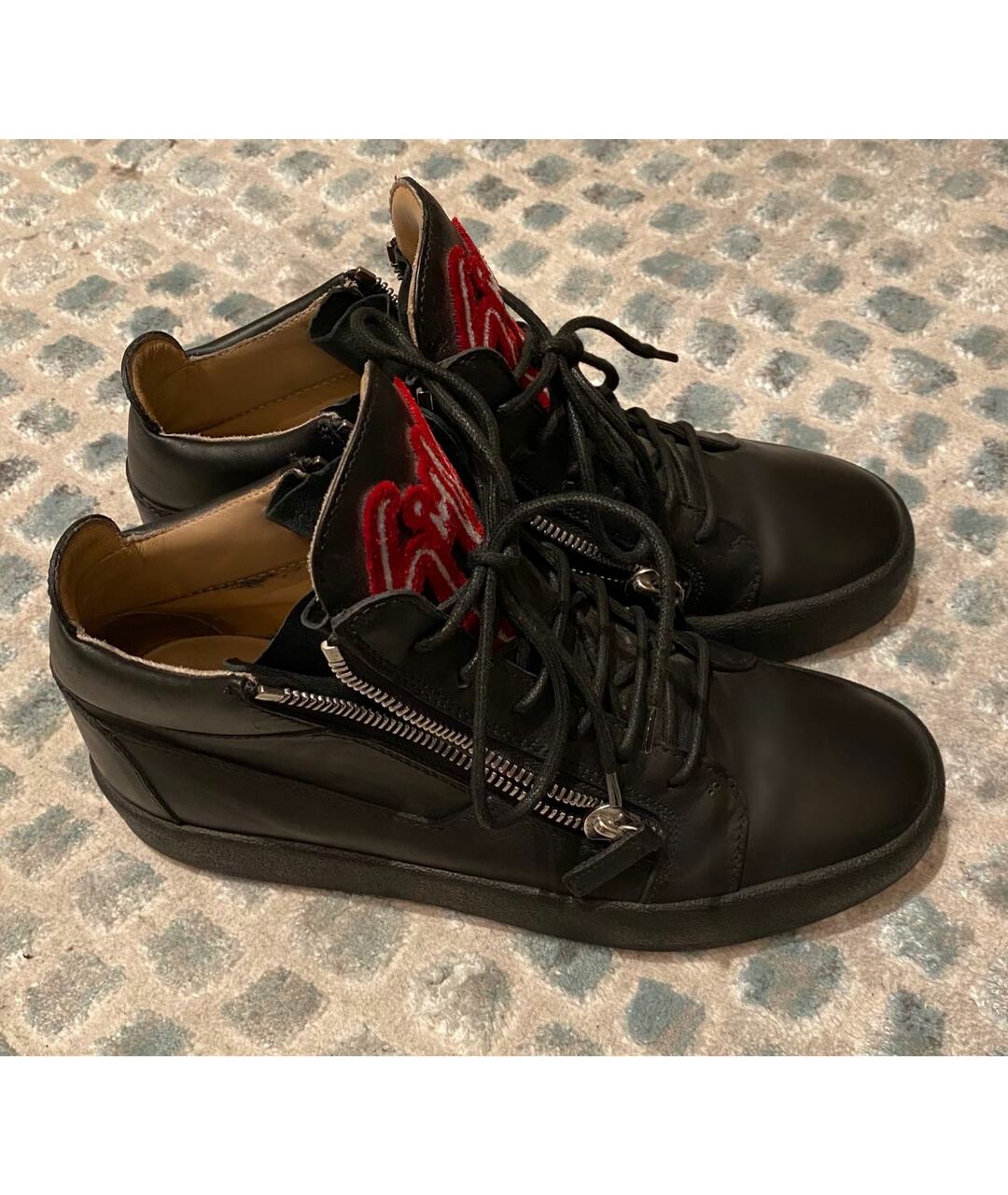 GIUSEPPE ZANOTTI DESIGN Черные кожаные низкие кроссовки / кеды, фото 6