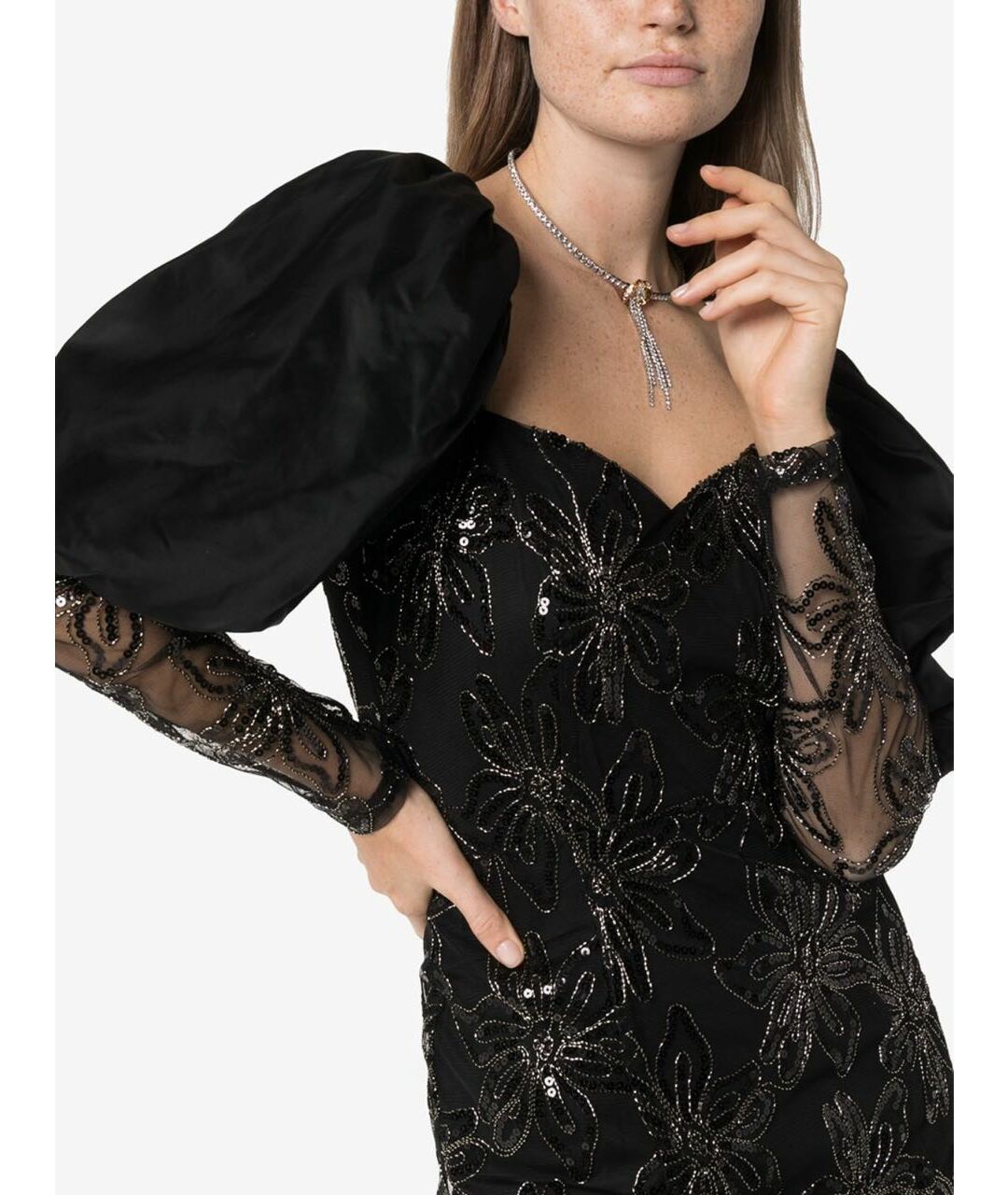 ROTATE Черное полиэстеровое коктейльное платье, фото 7