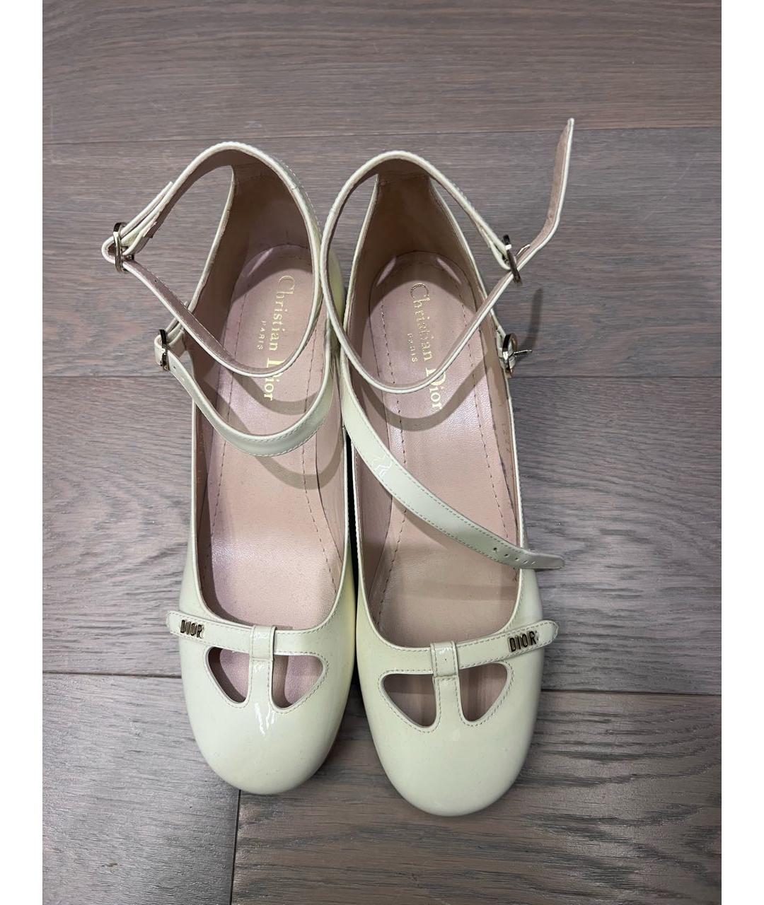 CHRISTIAN DIOR Белые кожаные балетки, фото 2