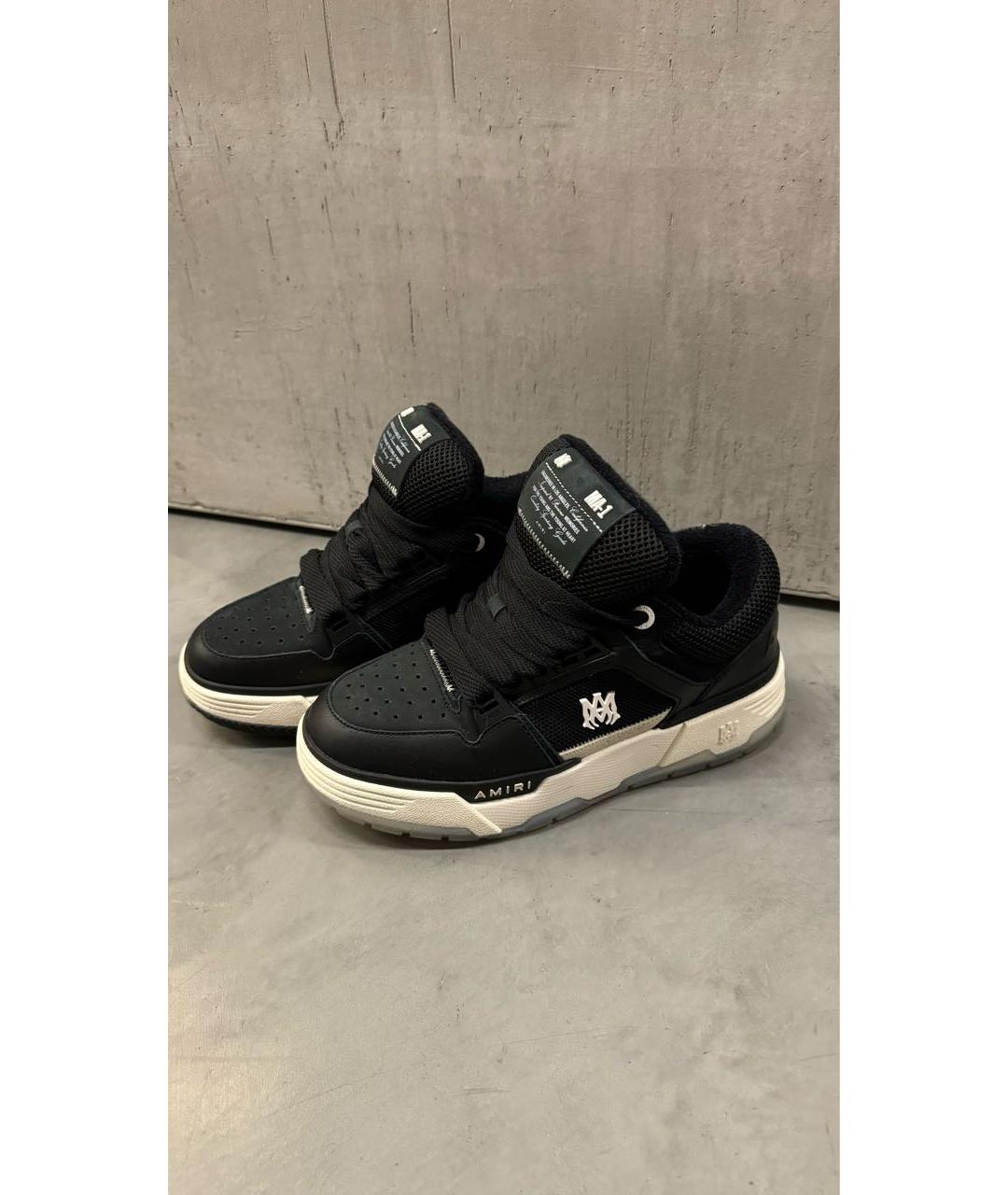 AMIRI Черные кожаные низкие кроссовки / кеды, фото 5