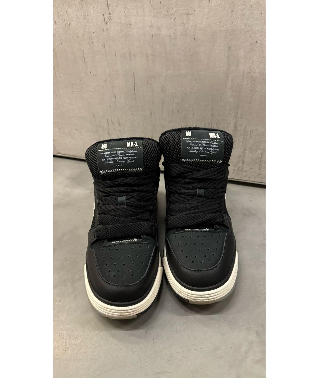 AMIRI Черные кожаные низкие кроссовки / кеды, фото 2