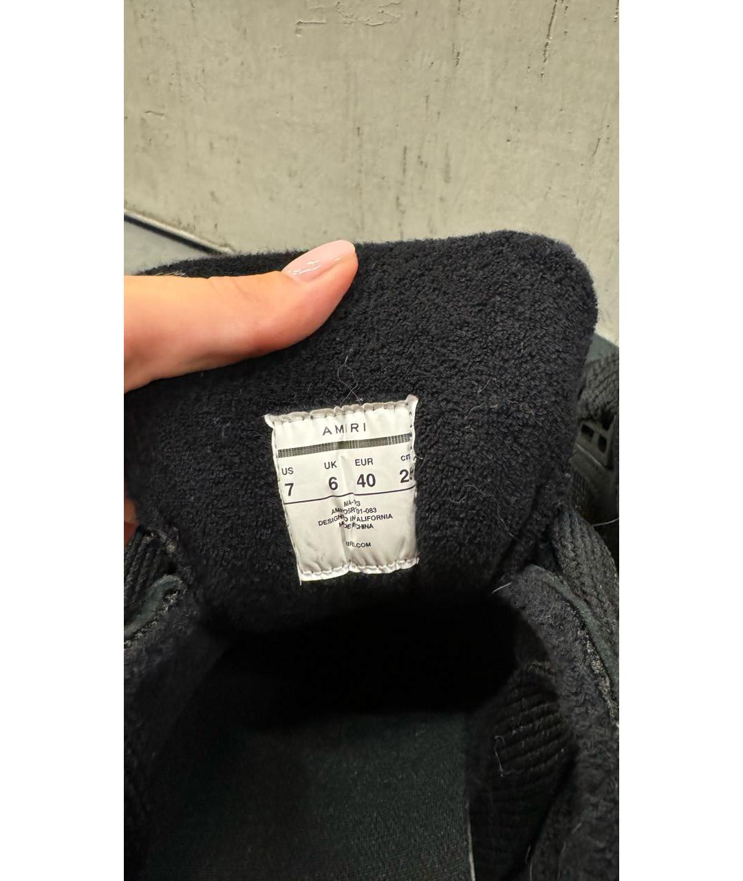AMIRI Черные кожаные низкие кроссовки / кеды, фото 6