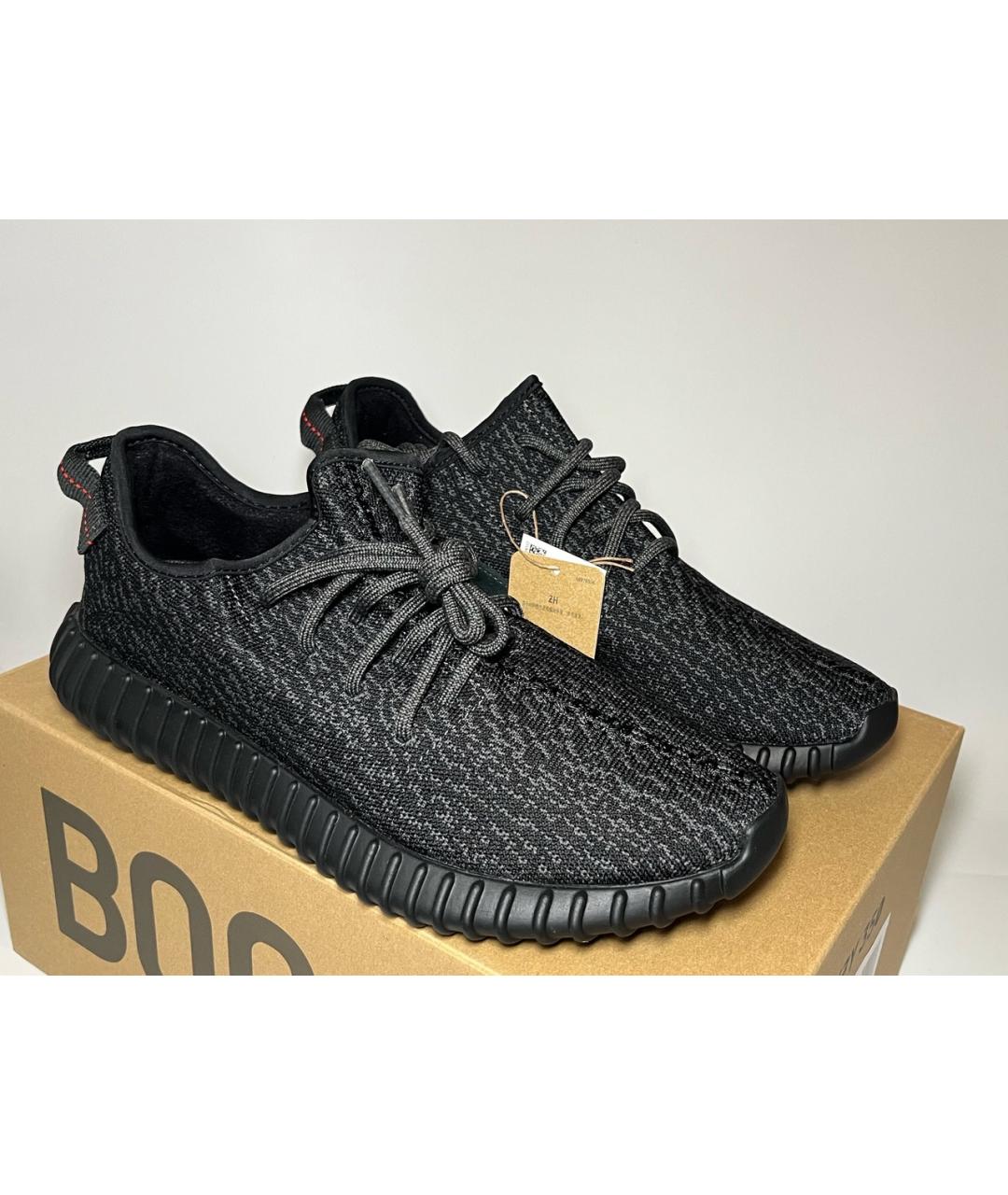 ADIDAS YEEZY Черные текстильные низкие кроссовки / кеды, фото 2