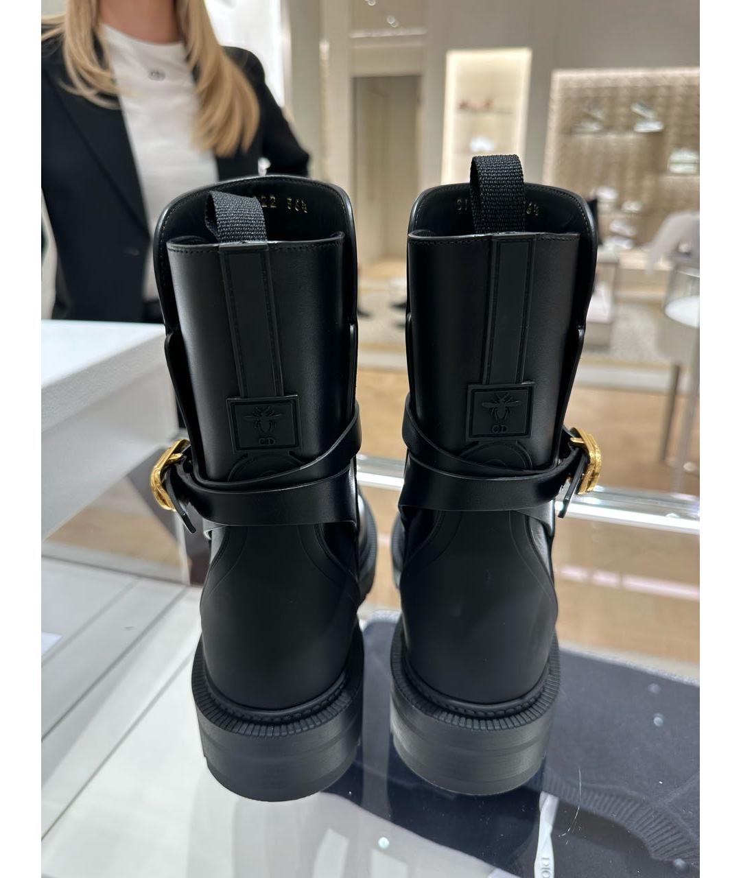 CHRISTIAN DIOR Черные кожаные полусапоги, фото 3