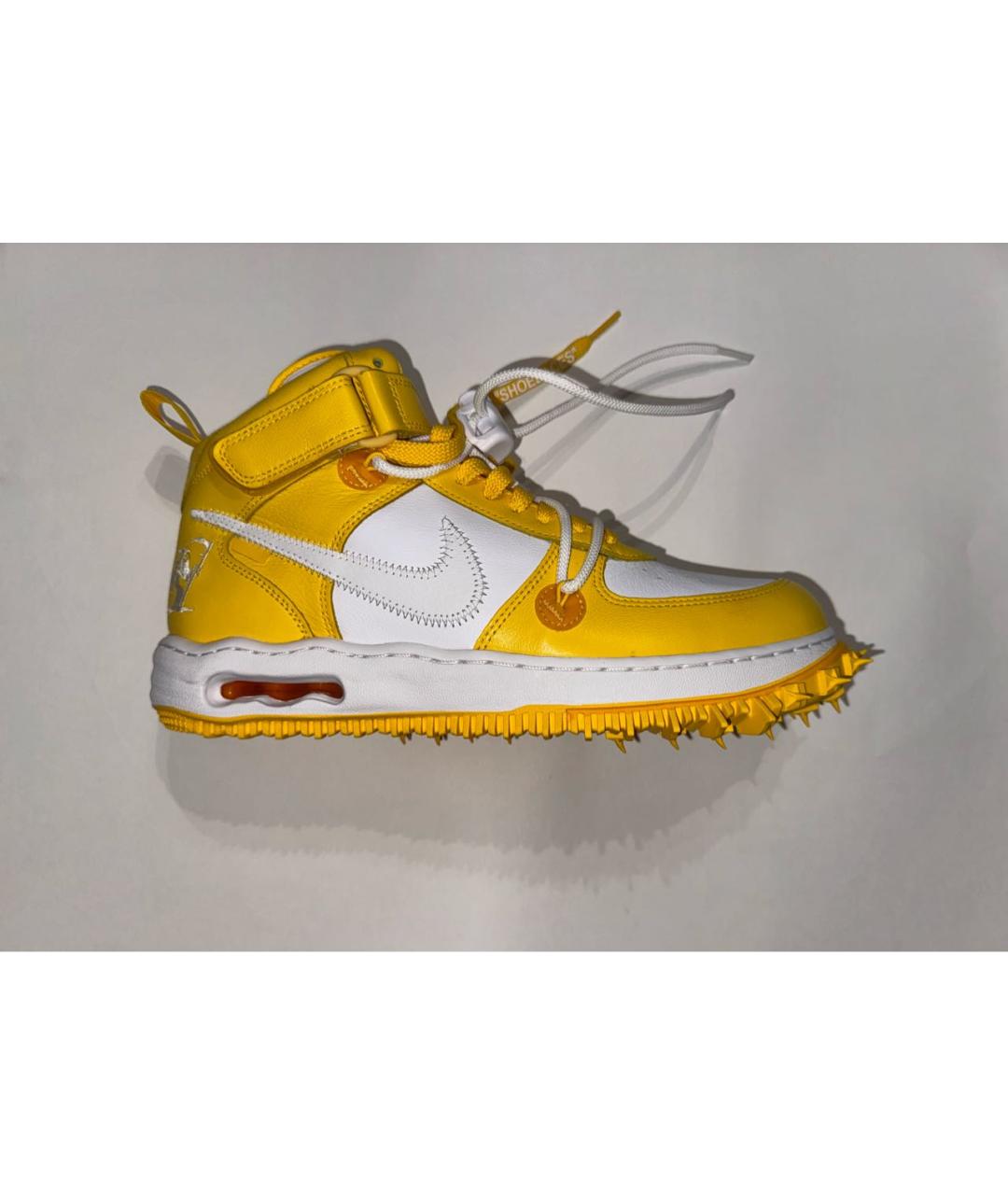 NIKE X OFF-WHITE Желтые кожаные высокие кроссовки / кеды, фото 9