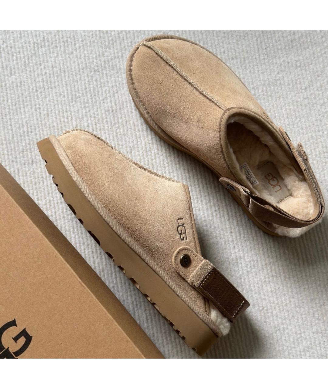 UGG AUSTRALIA Бежевые замшевые сабо, фото 5